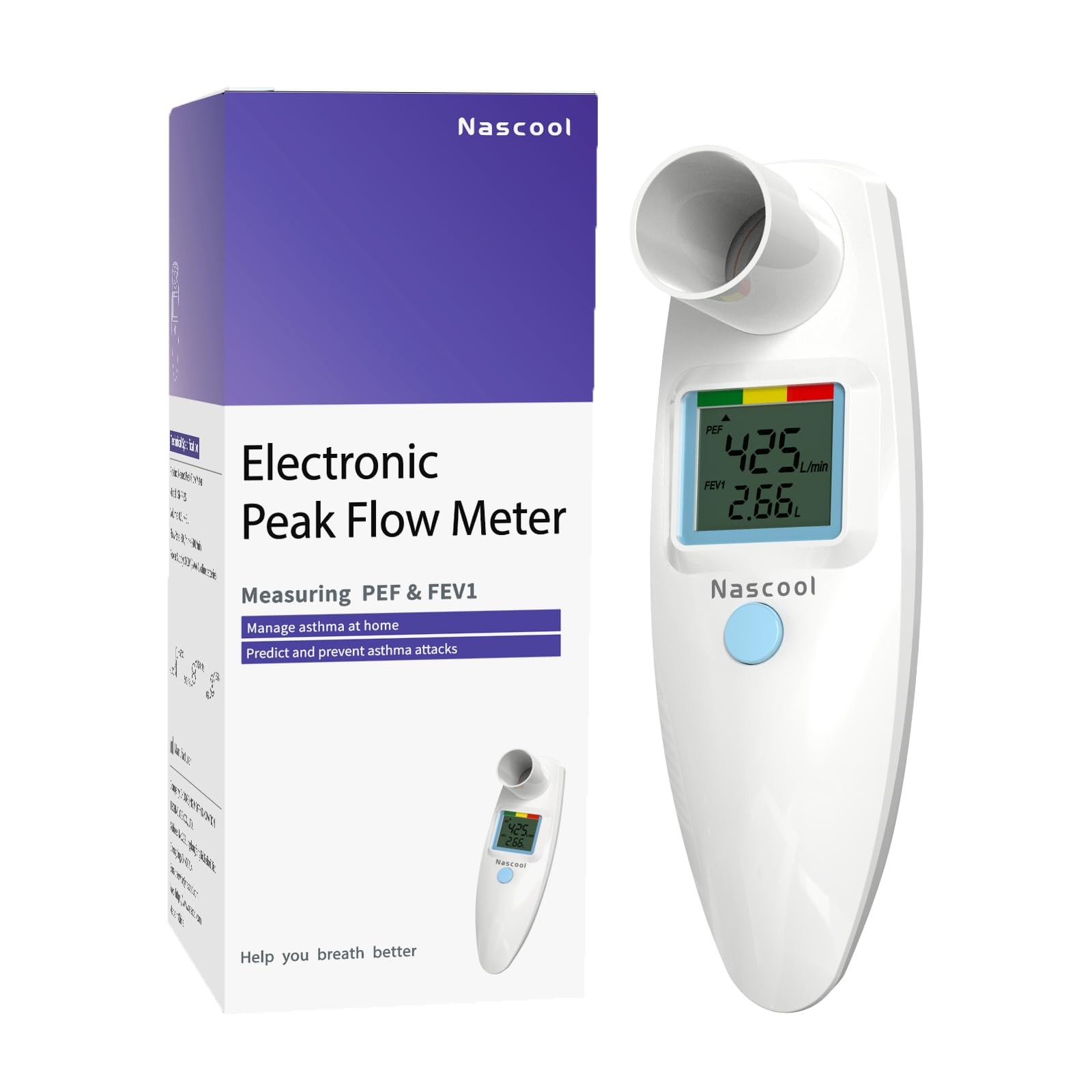 Digital Peak Flow Meter,Home Medical with Tracking Software Manually Recording-A