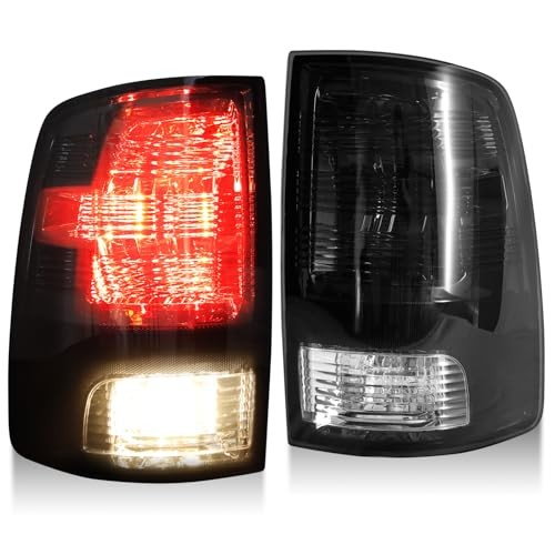 Pair Smoked Tail Lights w/Bulbs for 2009-2018 Dodge Ram Black