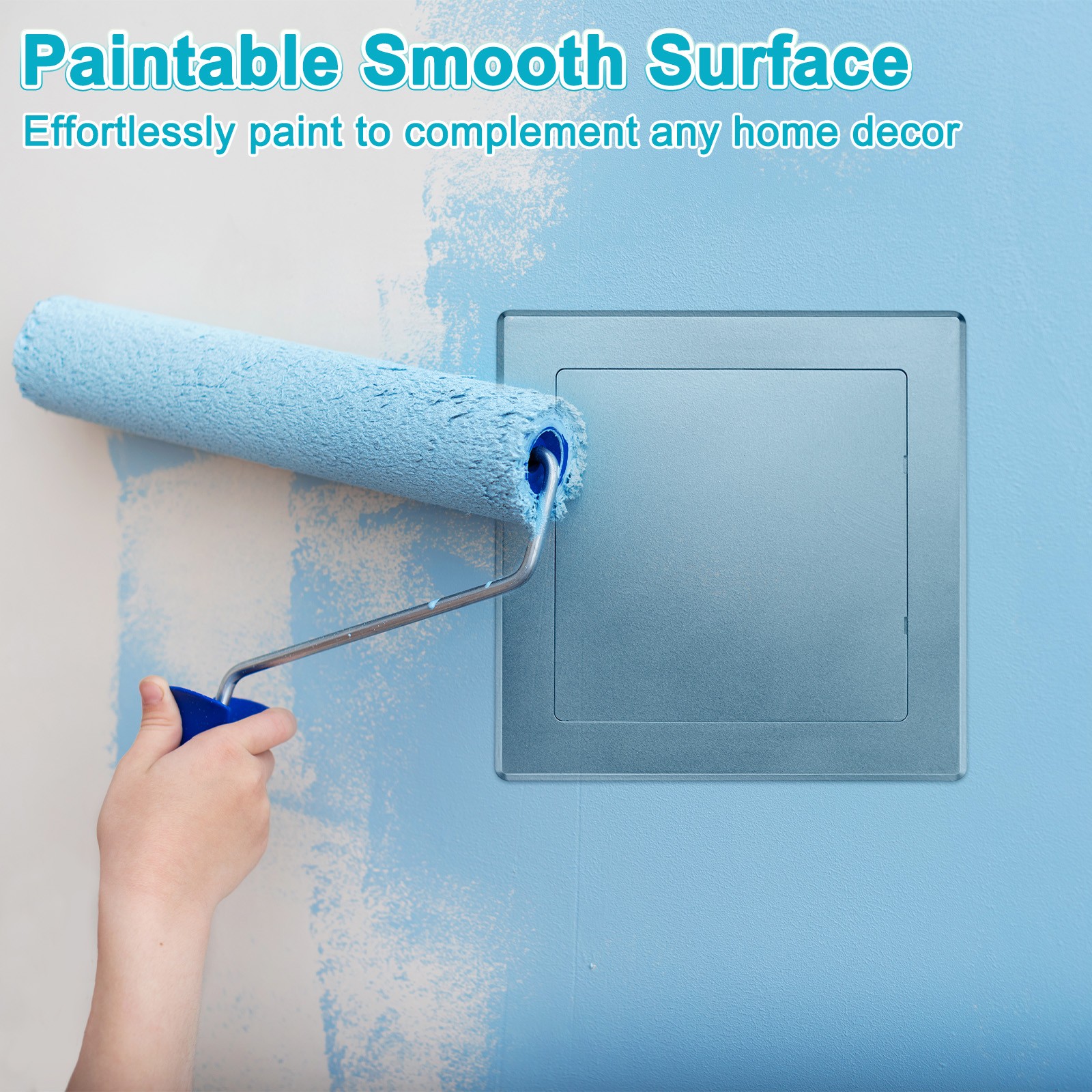 1-Pack Access Panel for Drywall, 6x6" Plastic Removable [Silver Tone, Square]