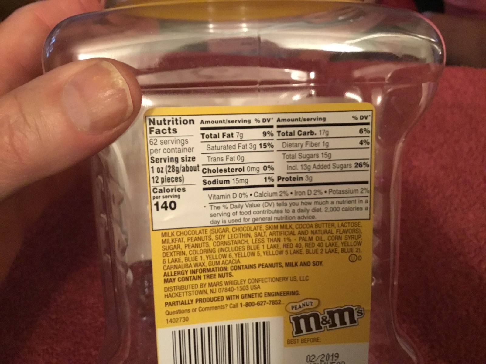 M & M Plastic Container w/yellow lid