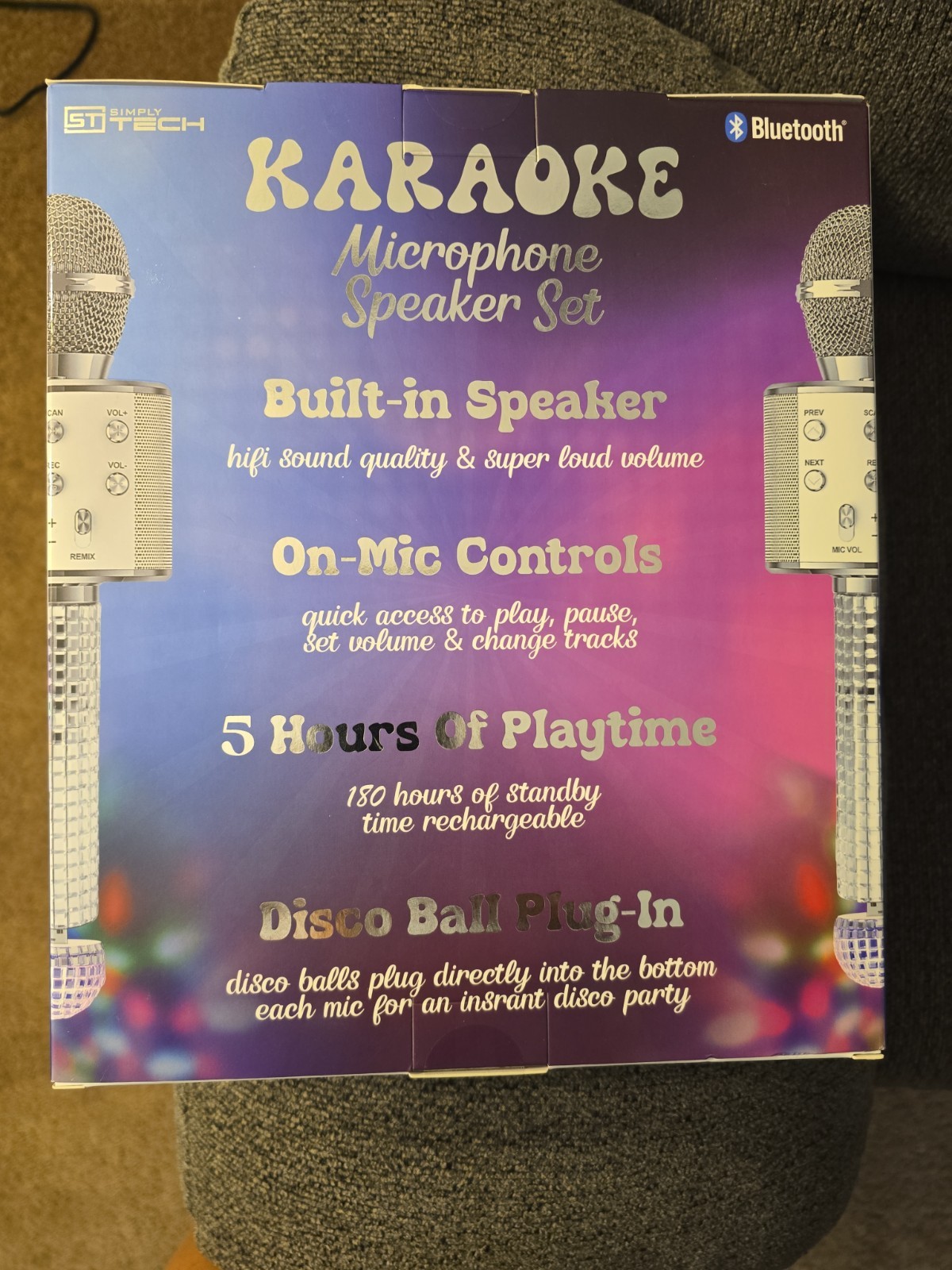 Simply Tech LED Karaoke Microphone Speaker with Bluetooth and Wireless