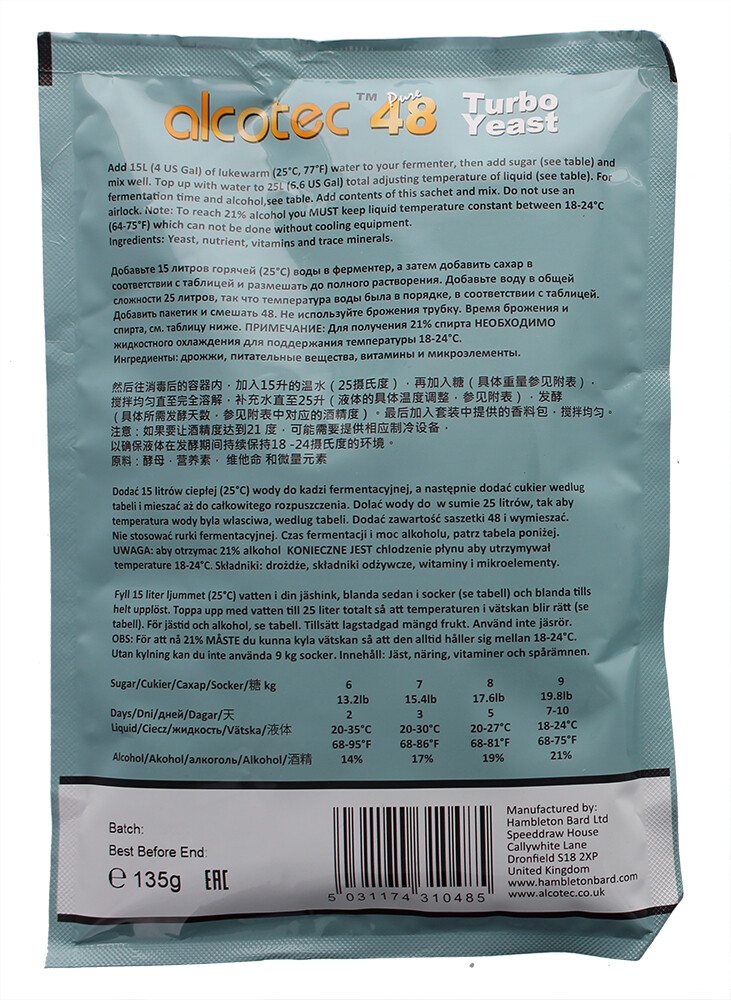 Alcotec 48-hour Turbo Yeast 135g