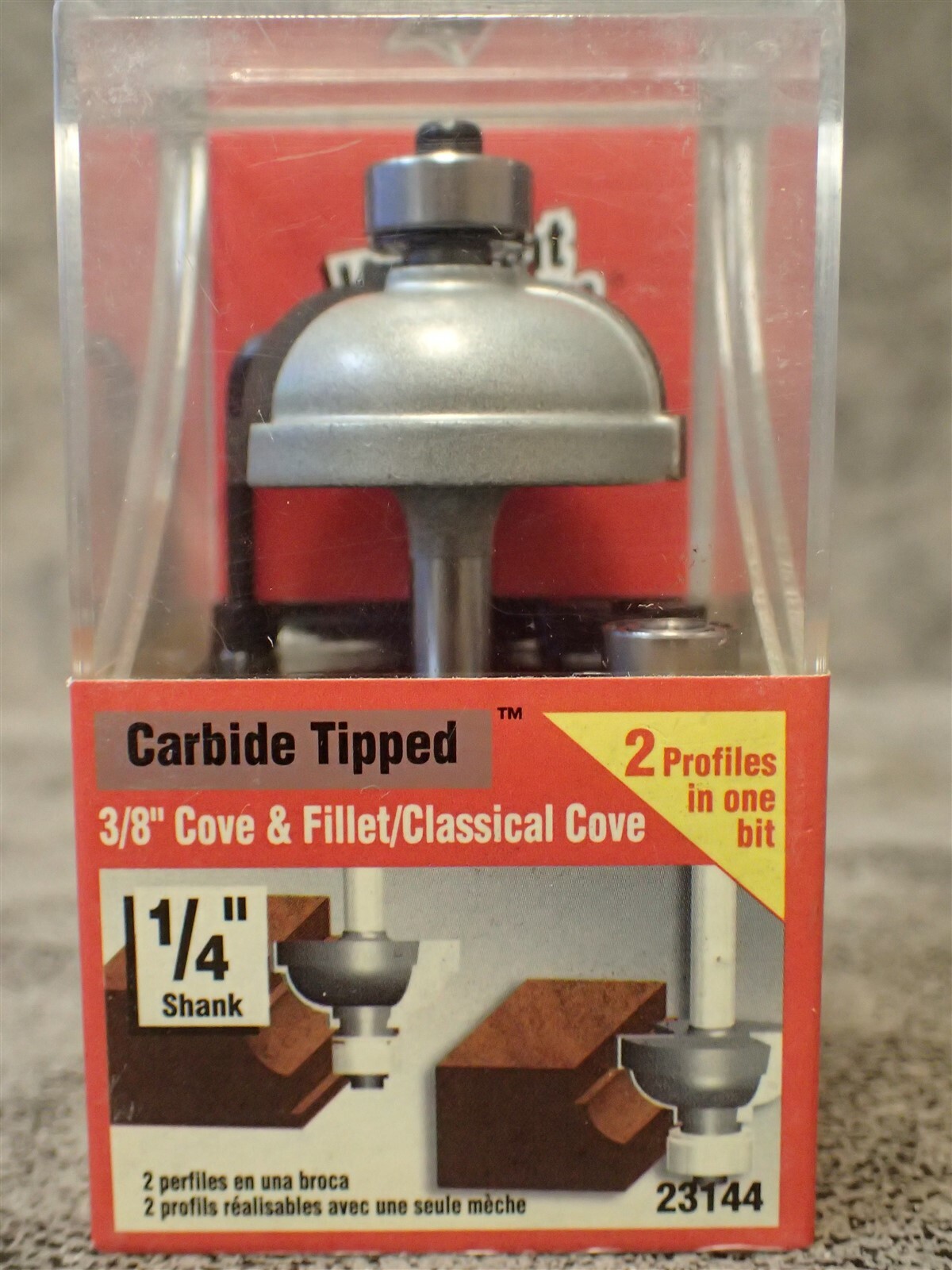 23144 Vermont 3/8" Cove & Fillet/Classic Router Bit 1/4 Shk Carbide Tip (BN6)