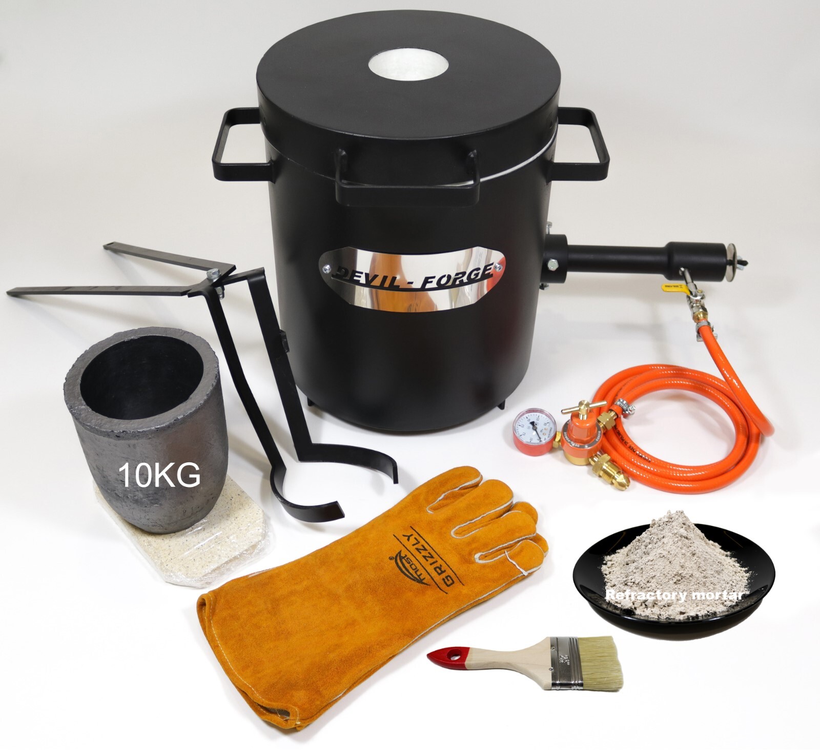 FB2Mb–10KG GAS METAL MELTING FURNACE Propane Forge Copper Brass Crucible Tongs