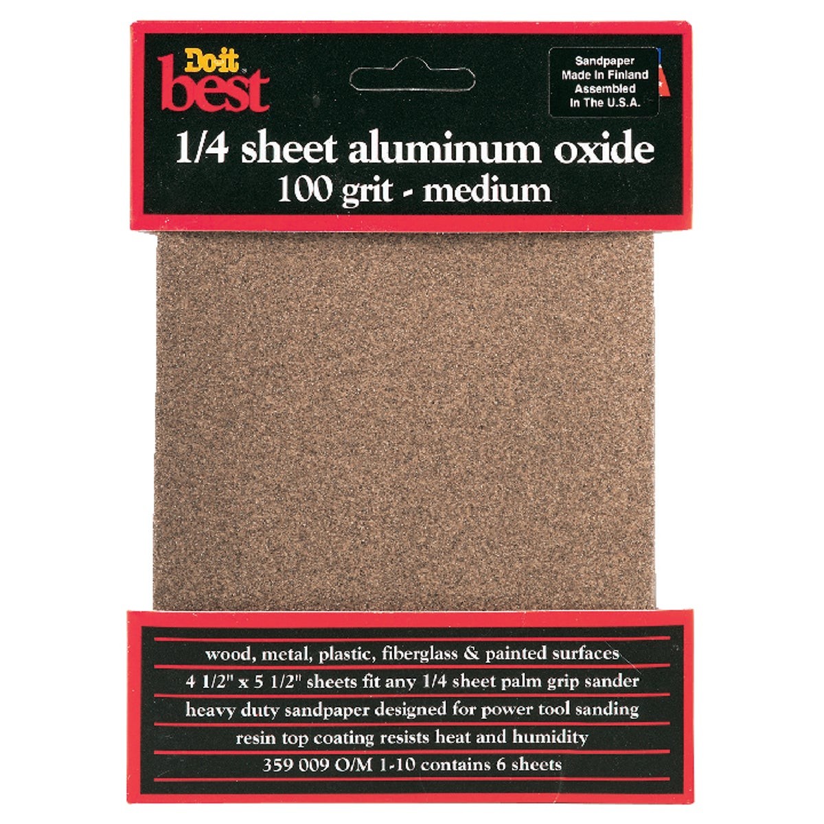 Do it Best 100 Grit 1/4 Sheet Power Sanding Sheet (6-Pack) 359009GA SIM Supply,