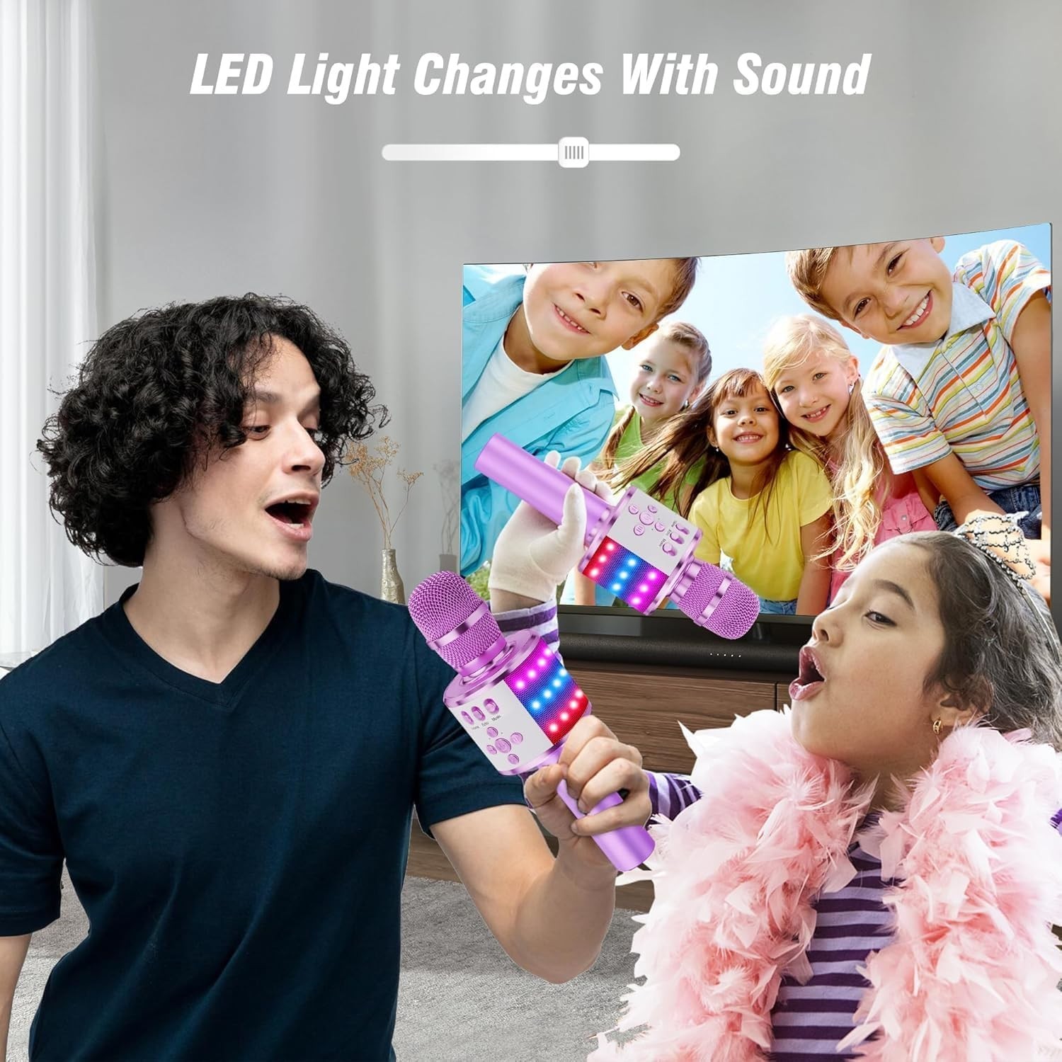 Light Purple Portable Karaoke Microphone with Speaker & Echo Effect - Q78 Model