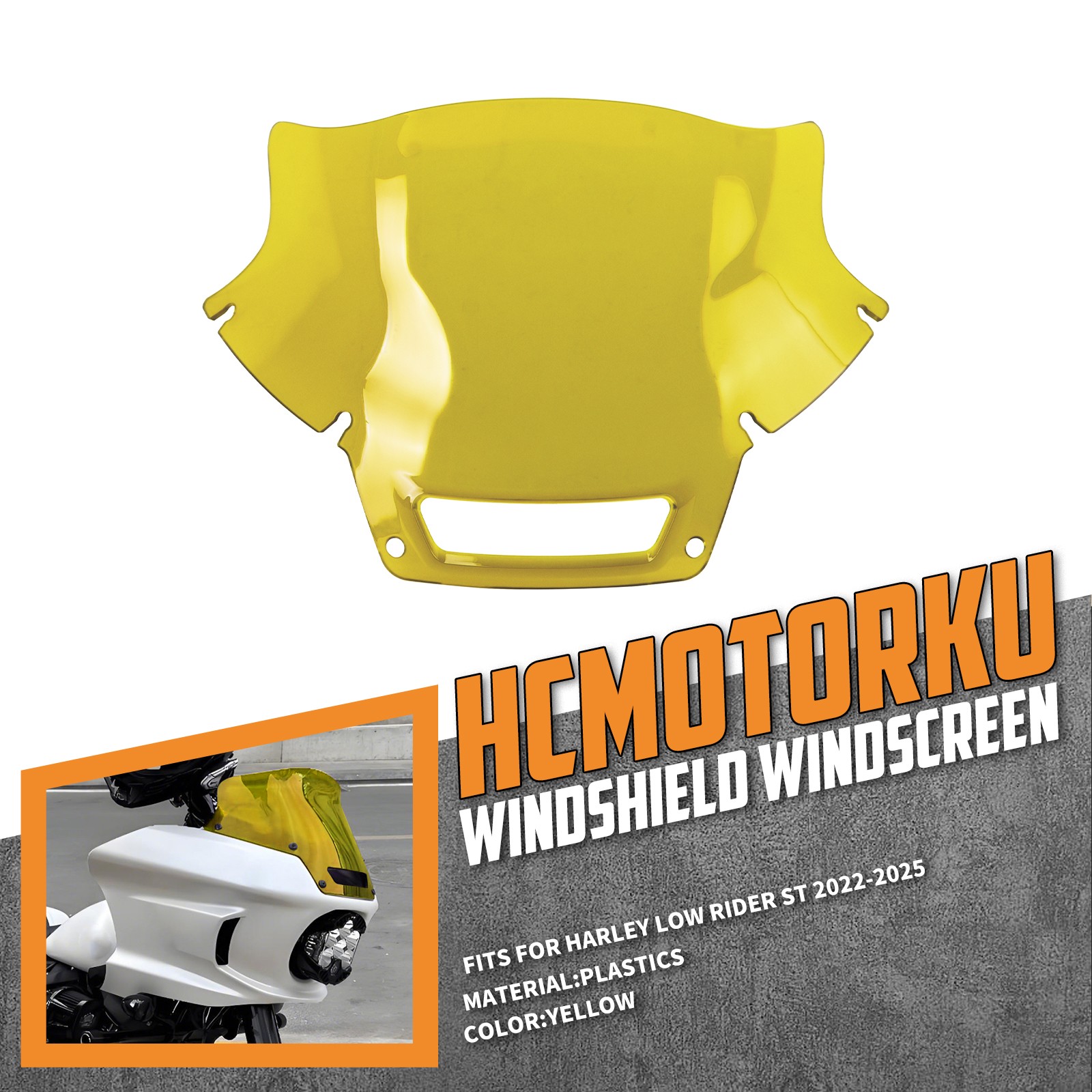 8.5" Yellow Plastics Windshield Windscreen For Harley Low Rider ST FXLRST 22-25