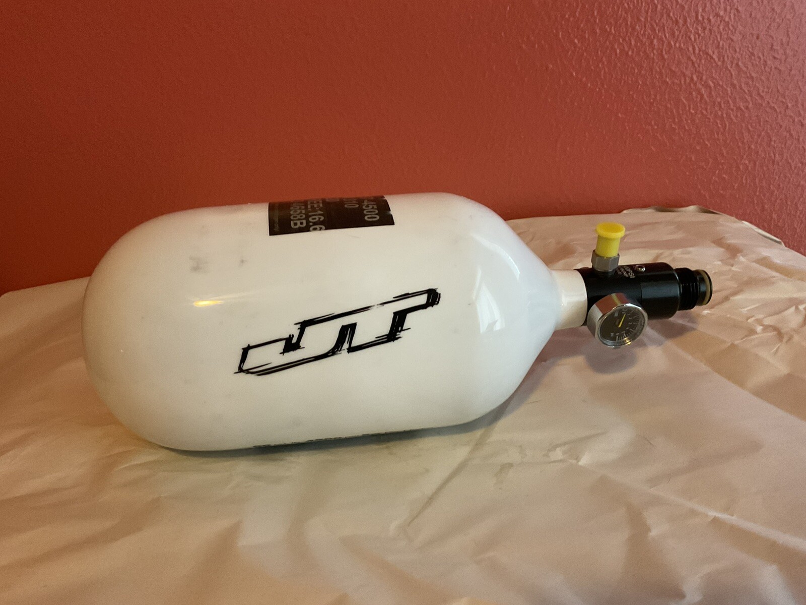 NEW JT Carbon Fiber Air Tank w/ FLO Regulator 80 CU In 4500 Psi 5 Yr Hydro White