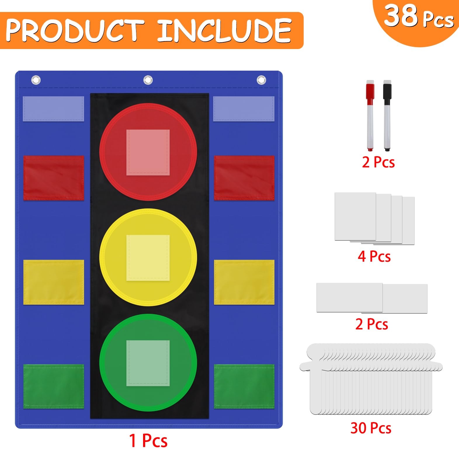 38 PCS Classroom Behavior Chart Multi Pocket 25x19 Inch Learning Management