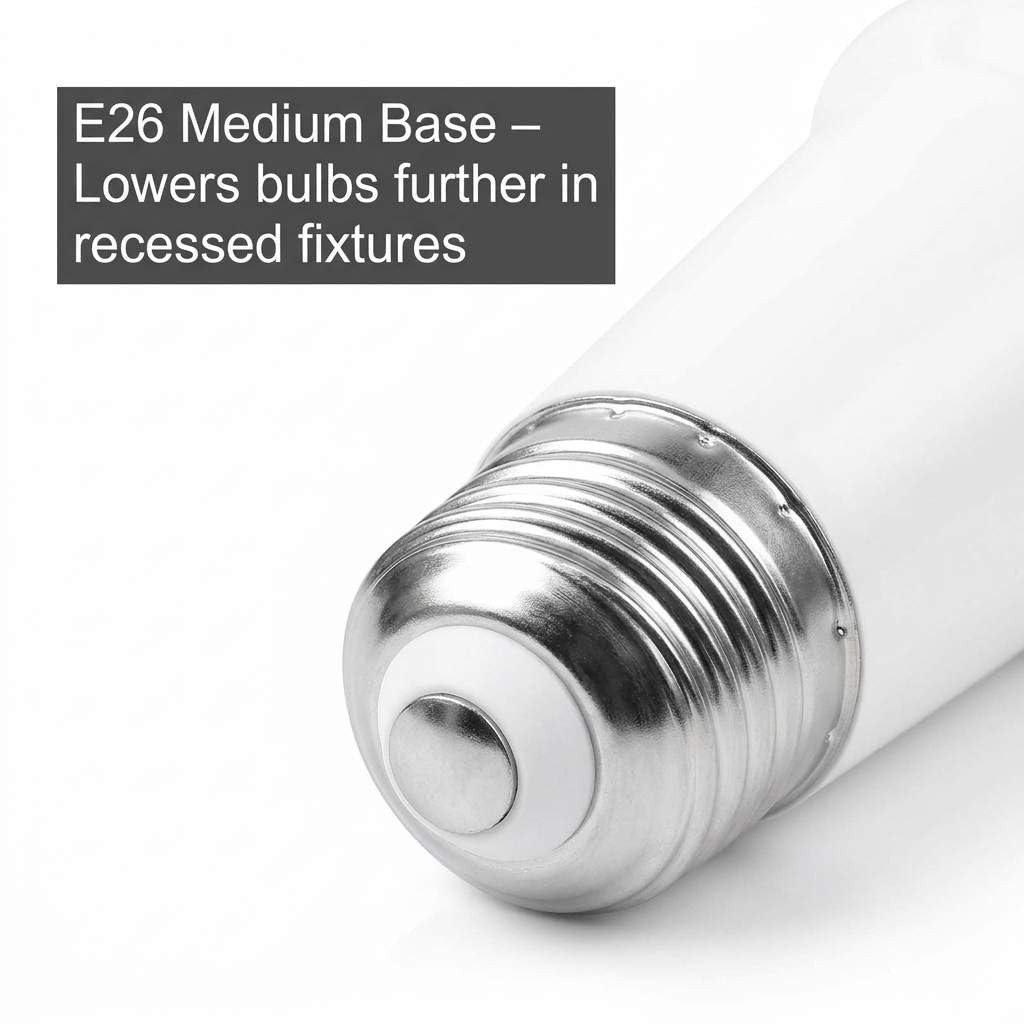 QWORK E26 Light Socket Extender 2.56 Inch Extension, 2 PackMedium Screw Base...