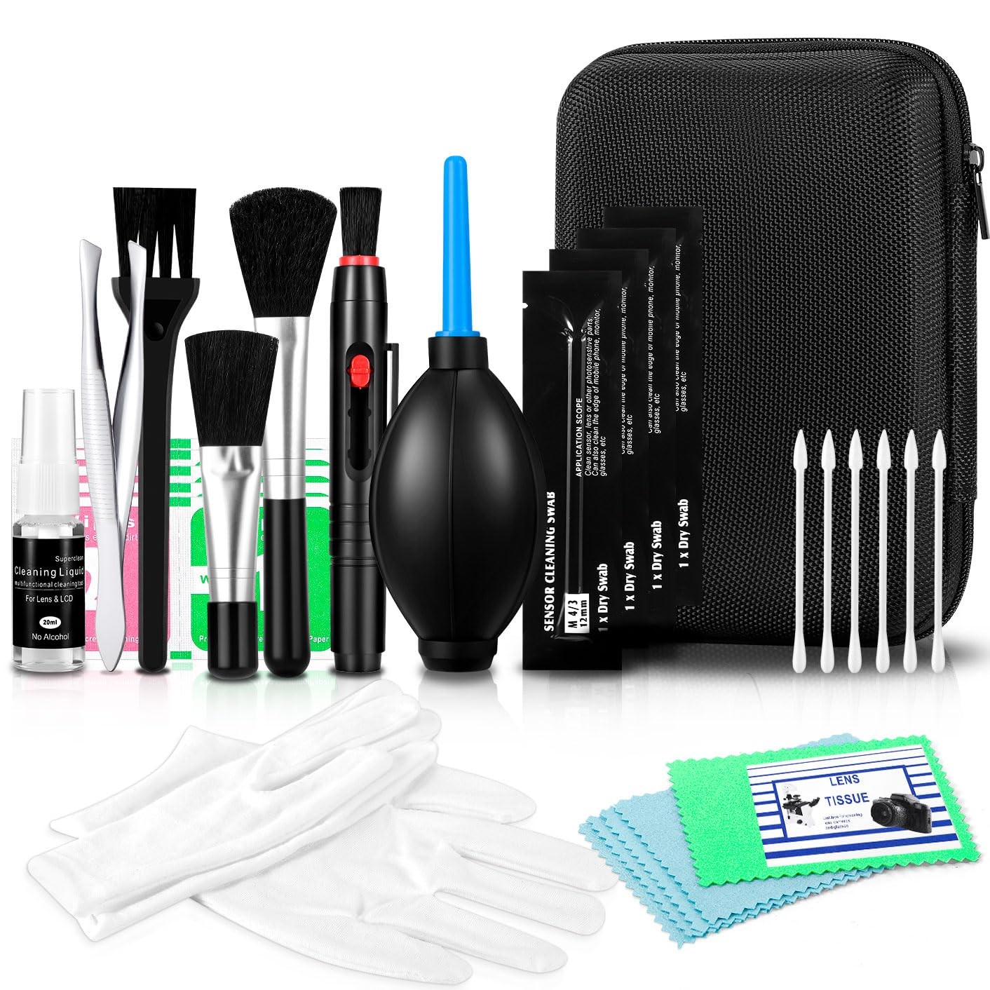 Camera Lens Cleaning Kit for Mirrorless & DSLR: Includes Pen, Blower, Cloth, ...