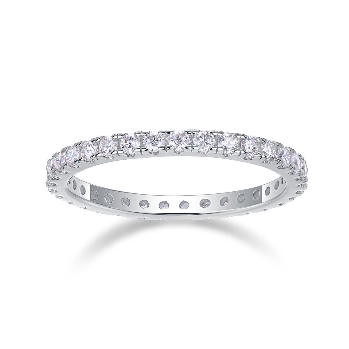 D Color VVS1 Moissanite Eternity Band Engagement Ring 925 Sterling Silver
