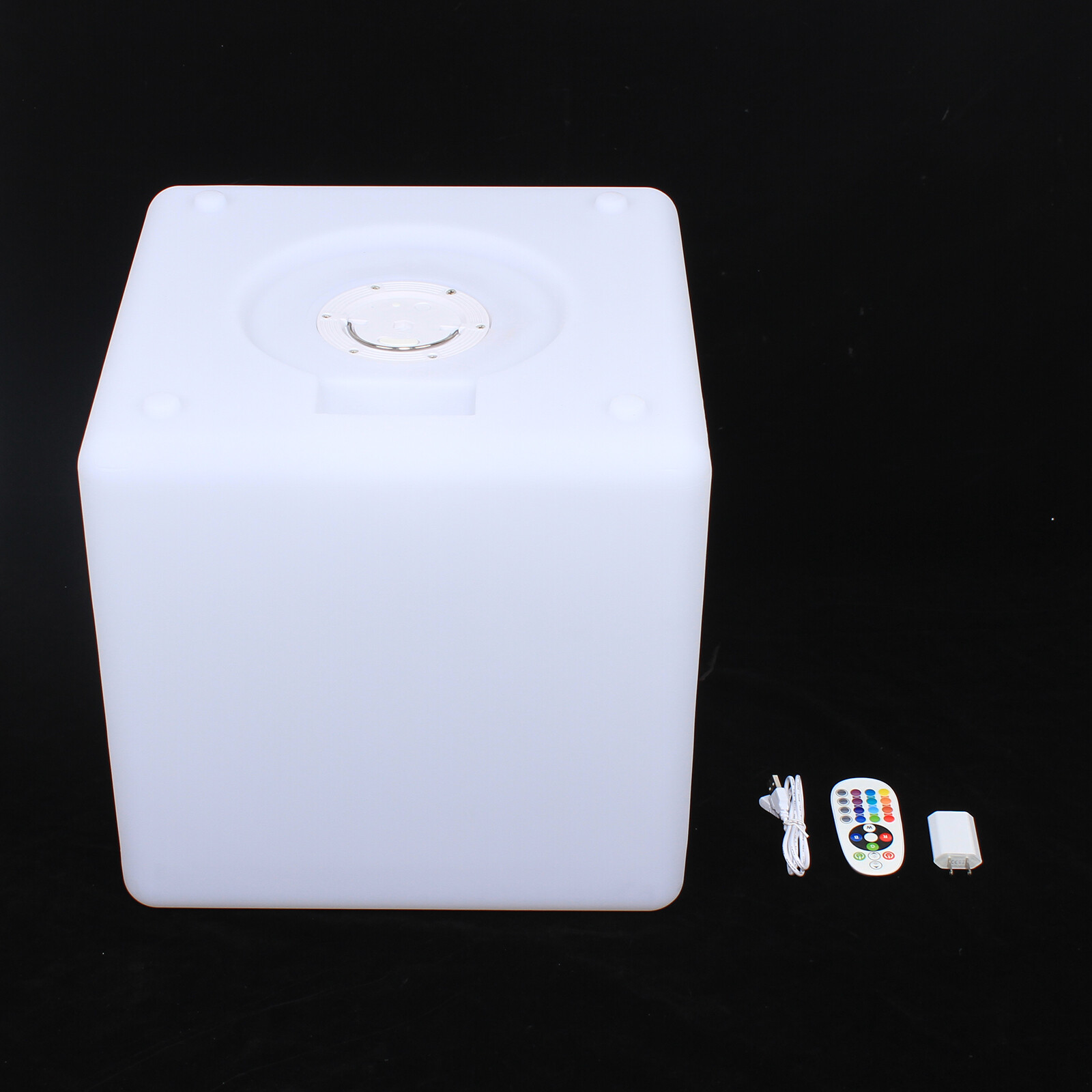 15.75*15.75*15.75" White Rubber 16 Light Colors Rechargeable Square LED Light