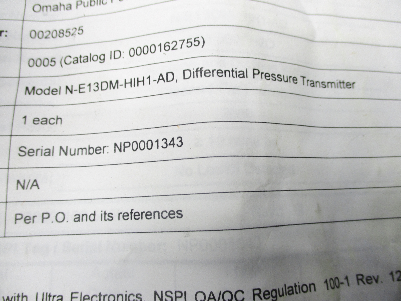 WEED INSTRUMENT N-E13DM-HIH1-AD NSNP