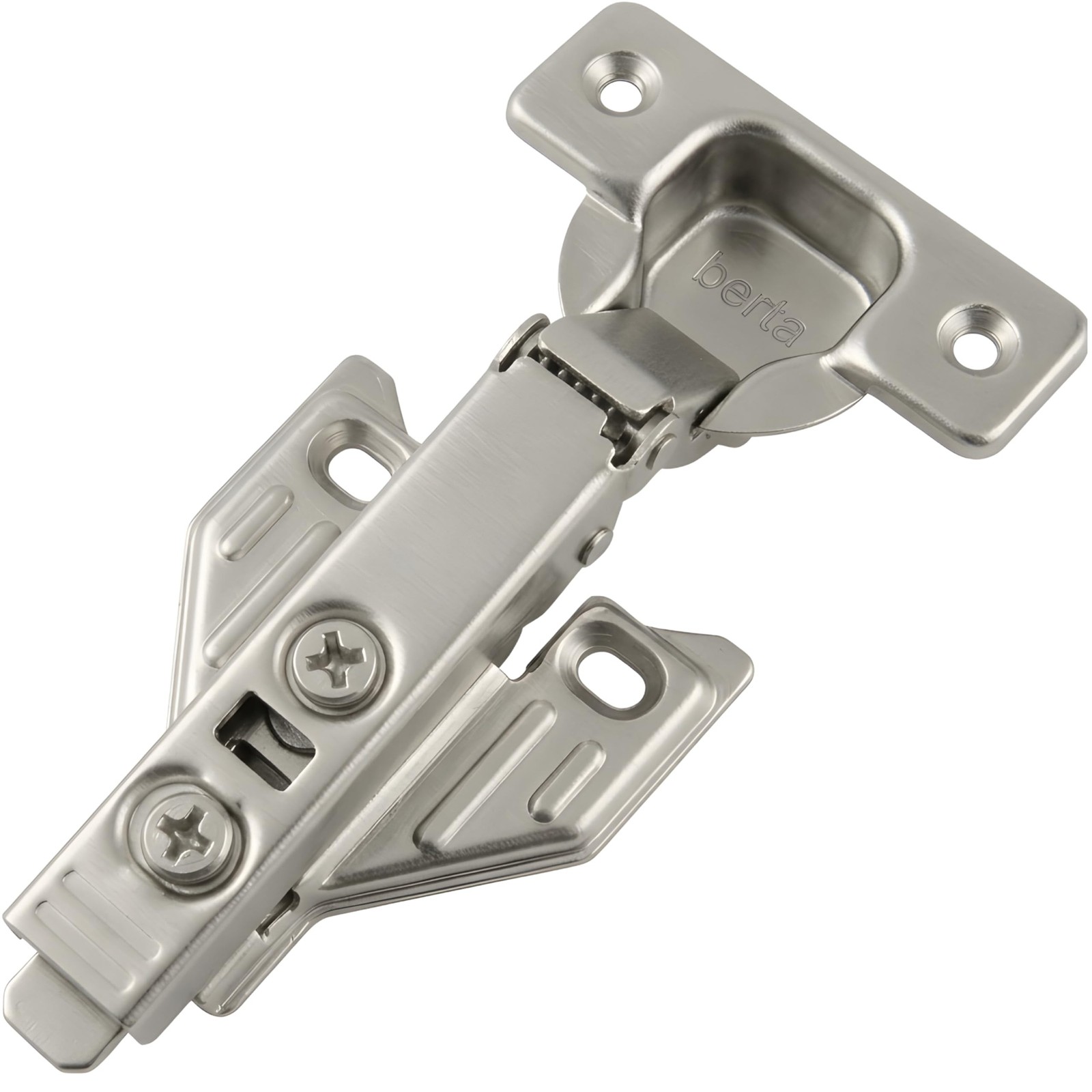 Berta 2-Pack, Full Overlay Cabinet Door Hinges,105 Degree Adjustable Conceale...