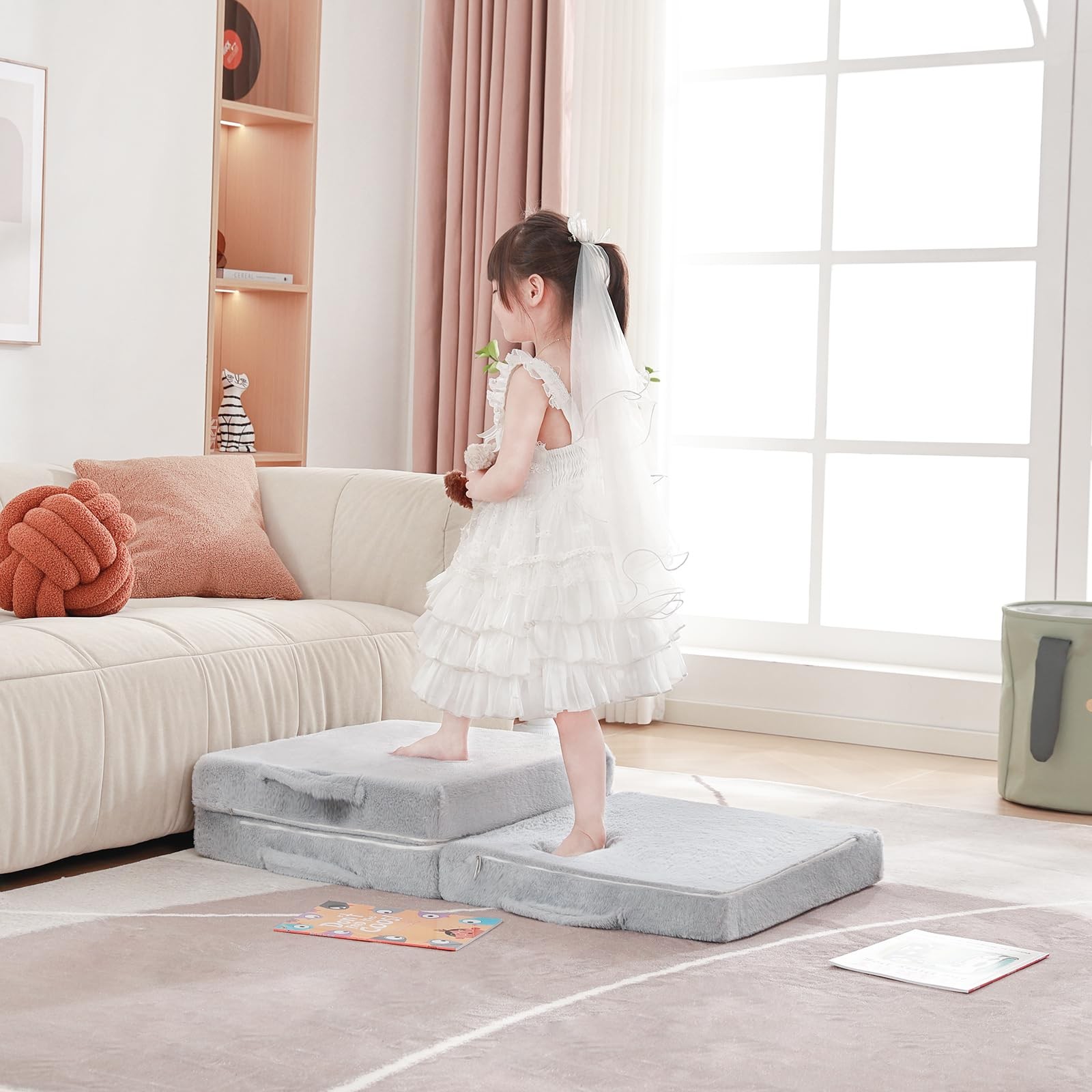 Foldable Floor Mattress for , Washable Tri Folding Floor Nap Mat for Sleeping...