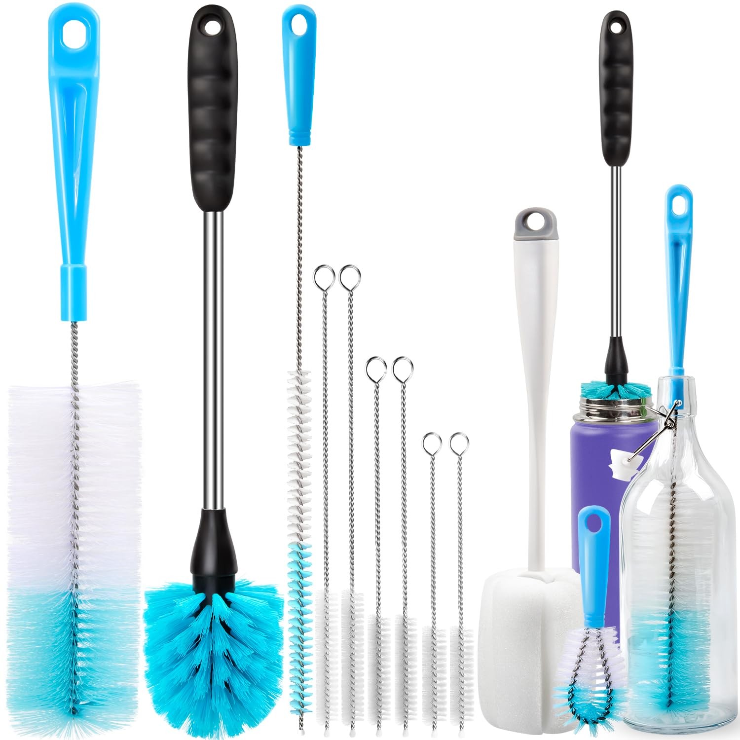 Holikme Bottle Brush Tube Cleaning Lab Set with Long Handle, Cup Cleaner Washing