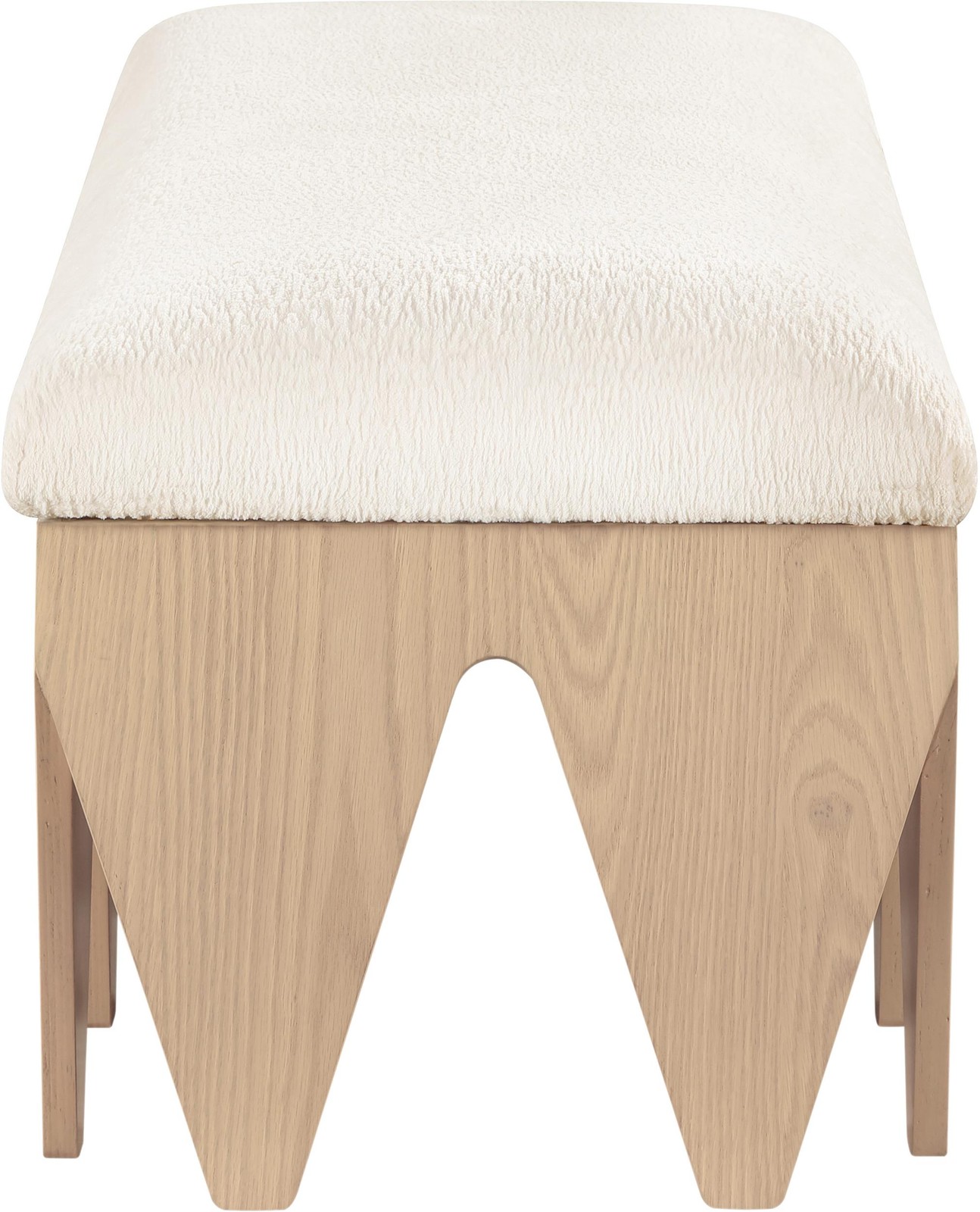 Meridian Furniture Altair Cream Velour Fur Fabric Bench