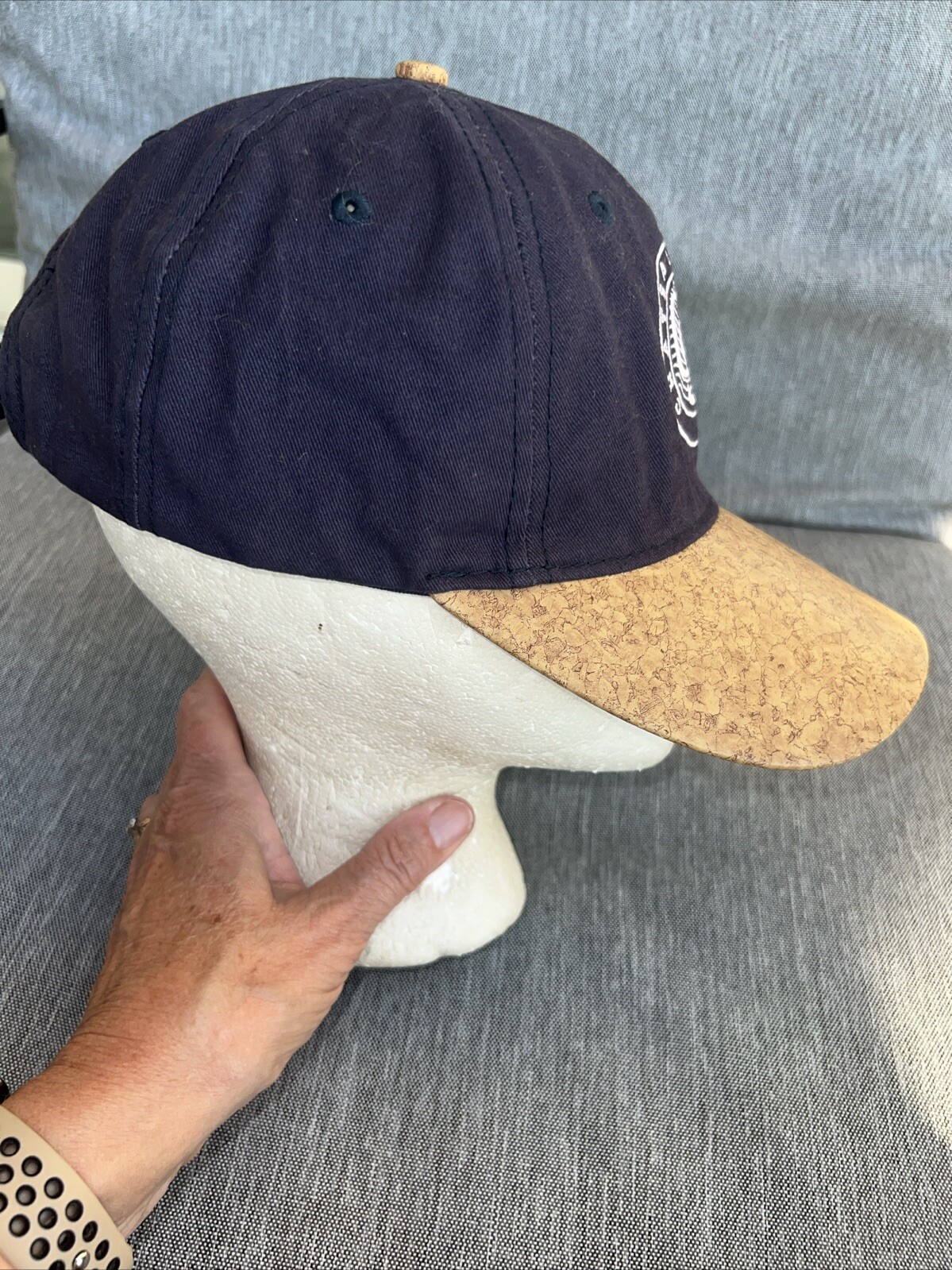Chateau St Jean Sonoma Valley Hat Cap Navy w White Unique Cork Bill Hook Loop