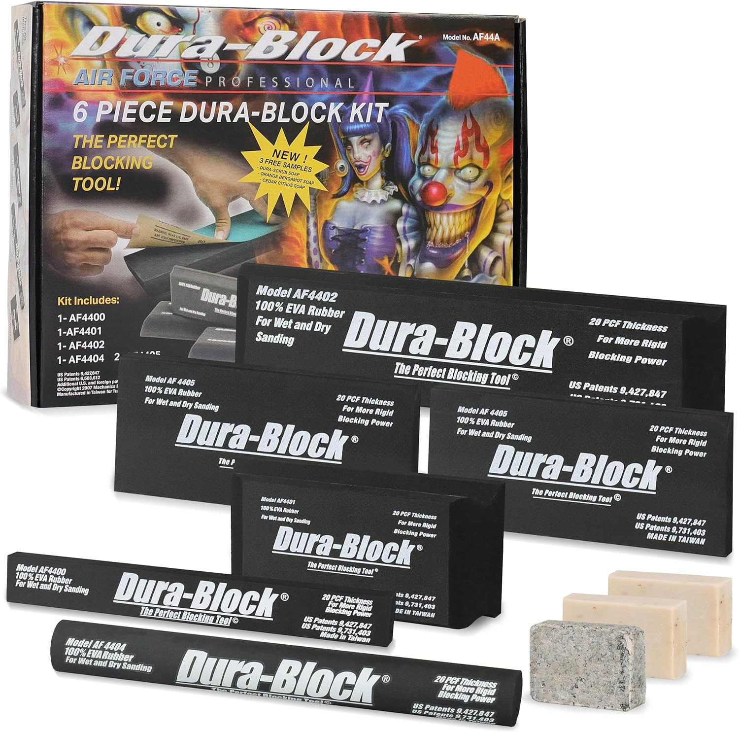 Set 6Pc - Flexible EVA Foam Wet or Dry Autobody Sanding Blocks Kit for Automotiv