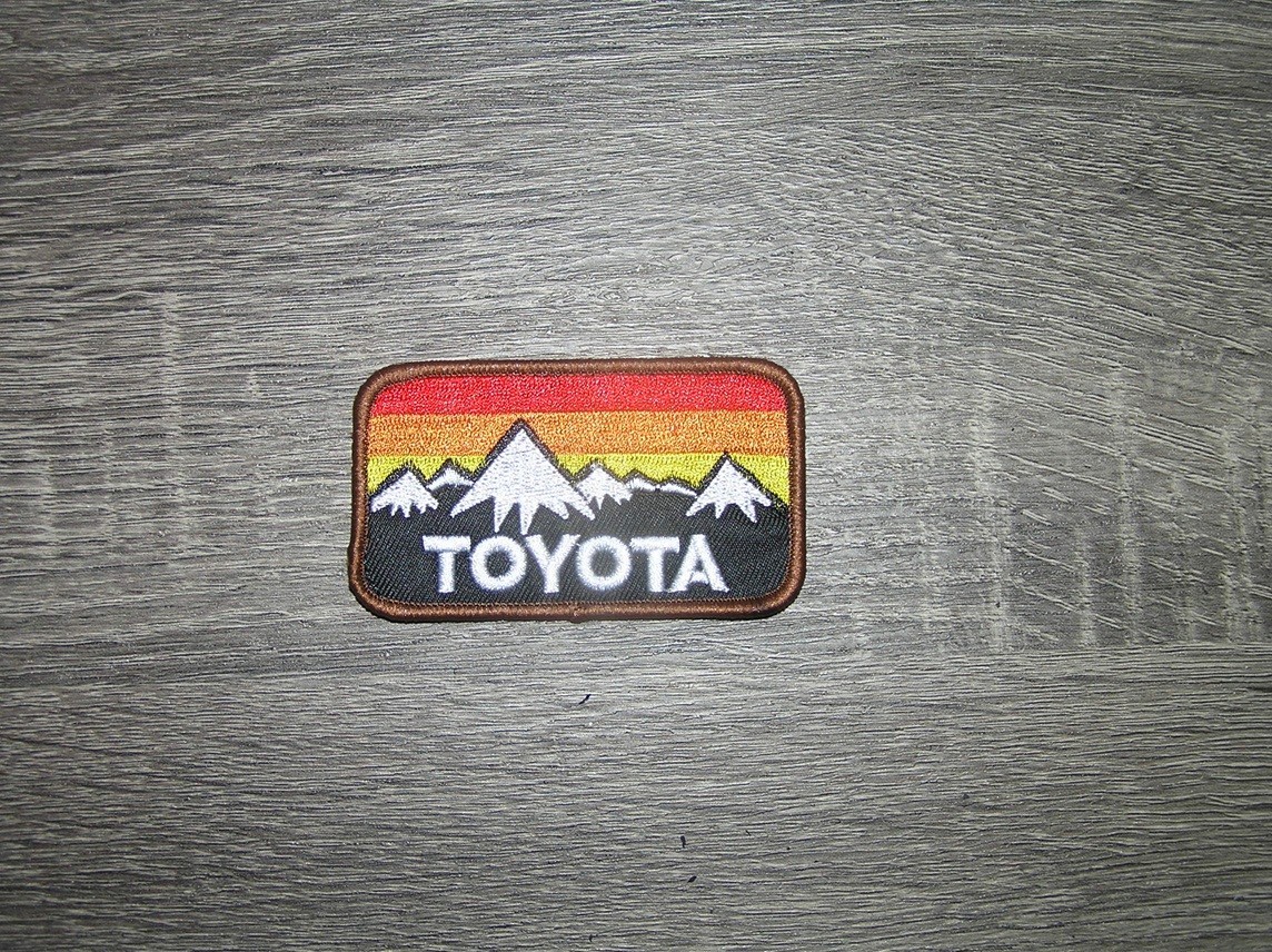 Toyota Motorsports Racing Car Vintage Style Mountains Iron On Patch 3.5" x 1.75"