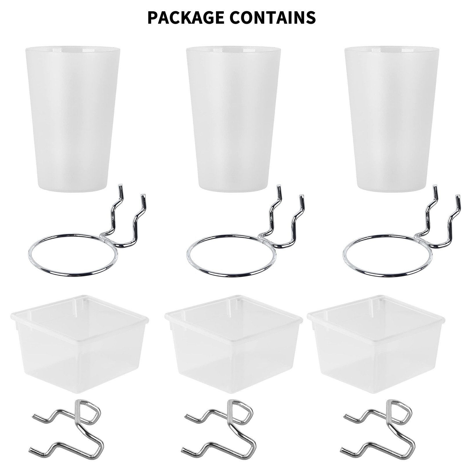 Kuhome 6 Sets Pegboard Bins and Cups with Pegboard Hooks, Pegboard Accessorie...