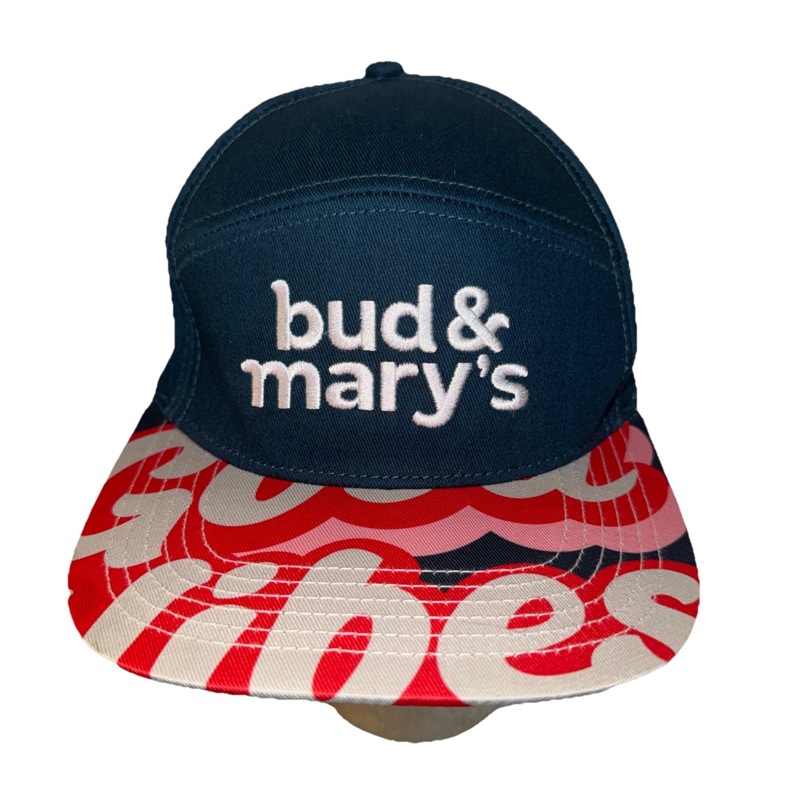 Bud & Mary’s Cannabis “Good Vibes” Navy Hat Cap White Letters Psychodelic Bill