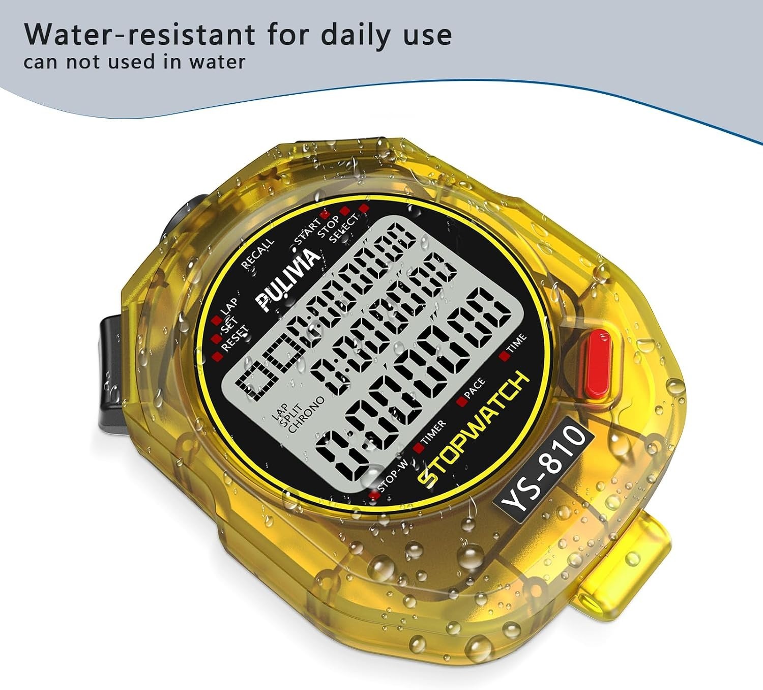 Durable Stopwatch with Countdown, Memory Functions & 3-Row Display for Sports