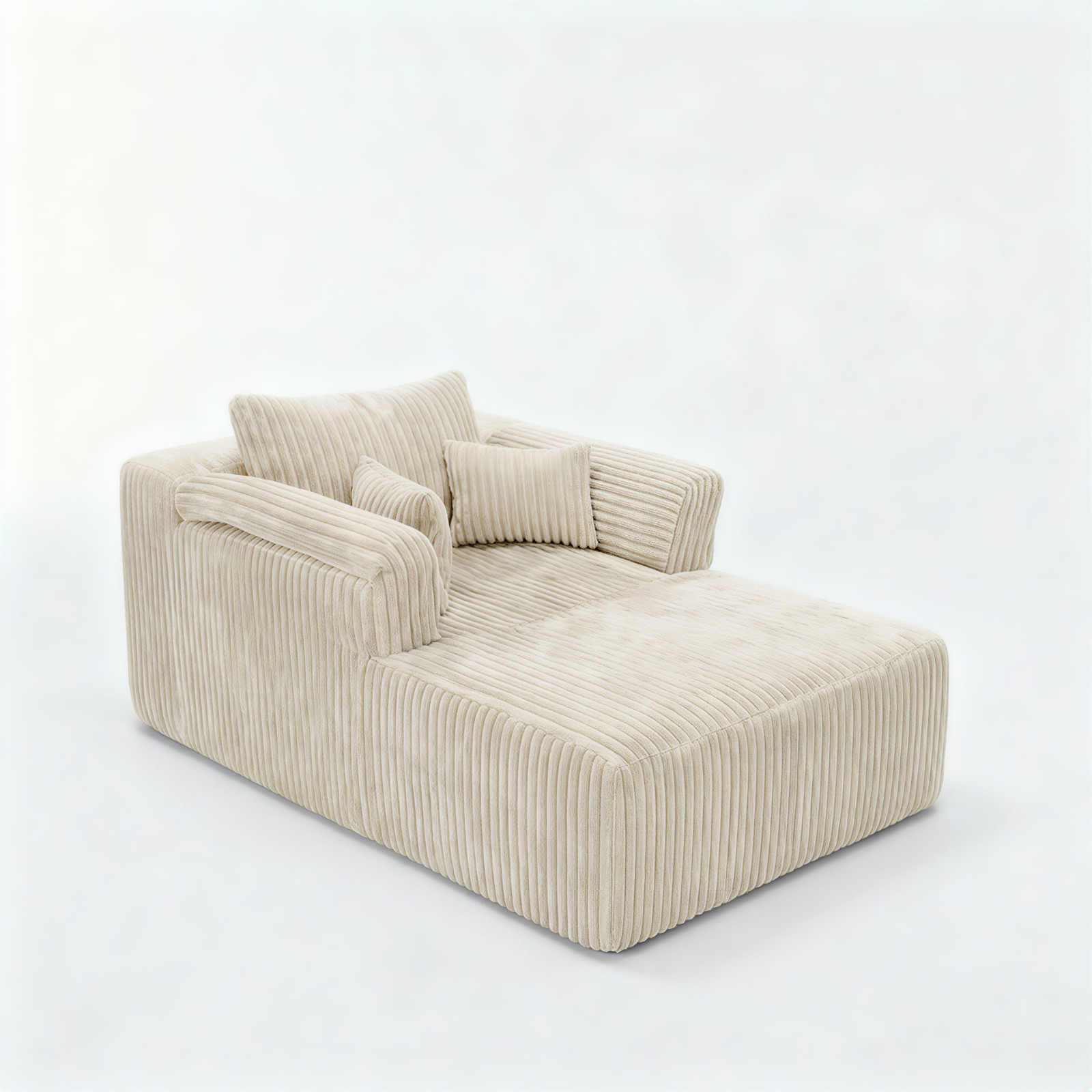 60-inch indoor oversized corduroy lounge chair, no assembly required (Beige)