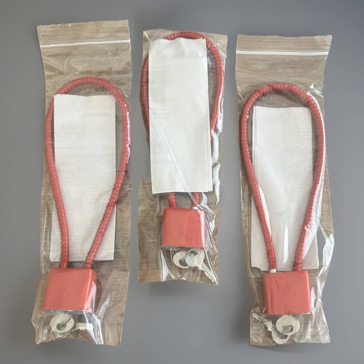*Lot of 3* Red 15" Glock Gun Lock Cables w/ 2 Keys Model CGL-15 NAD Corp.