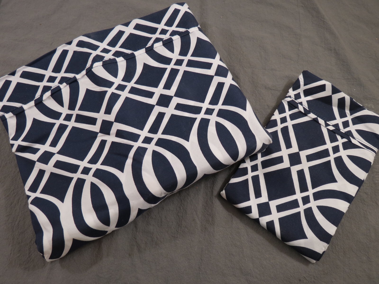 New Geometric Pattern 66" x 96" Flat sheet plus pillow case  Navy/ White pattern