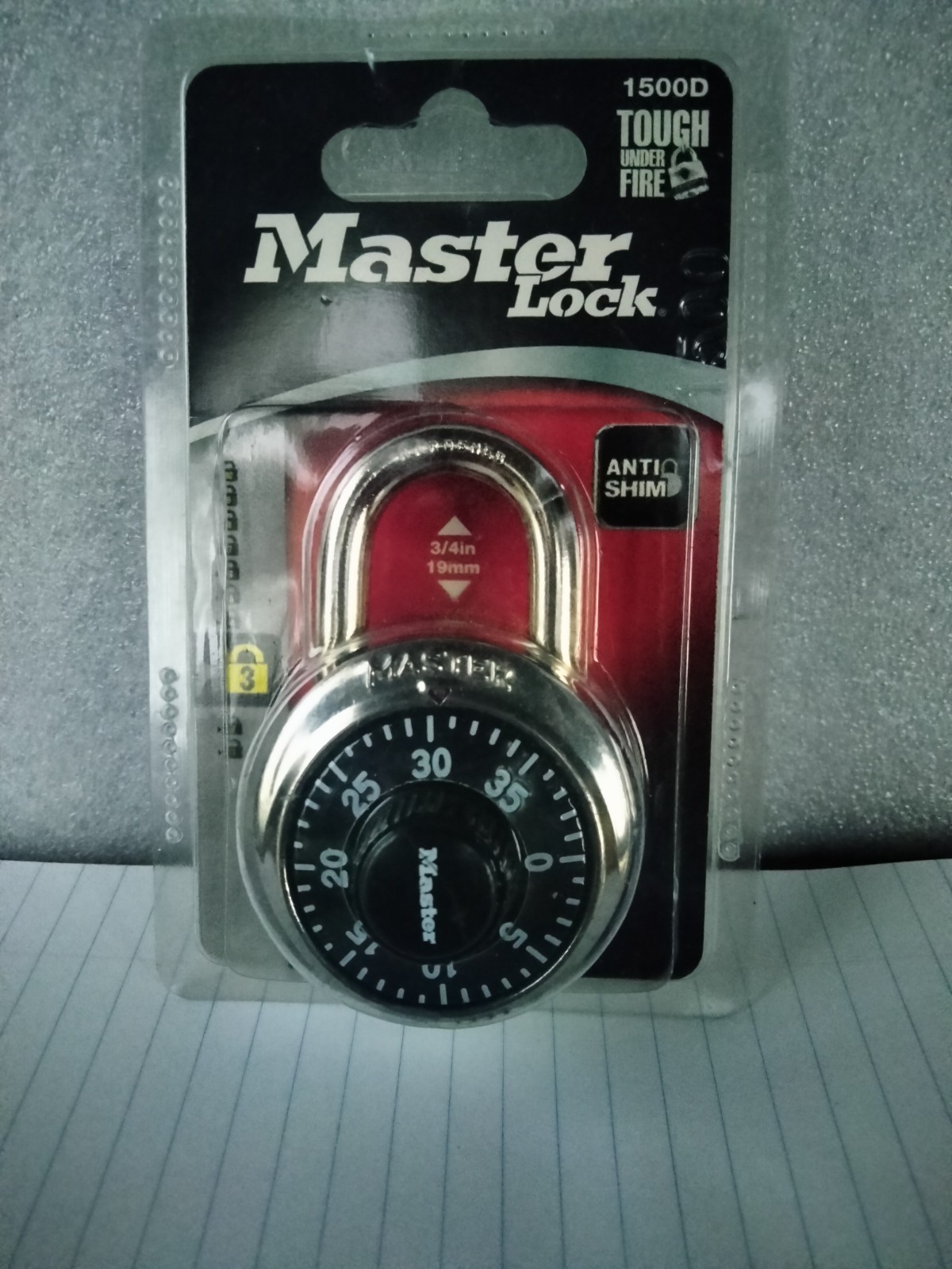 Master Lock 1500D Combination Padlock Anti-Shim Metal 3/4in Shackle