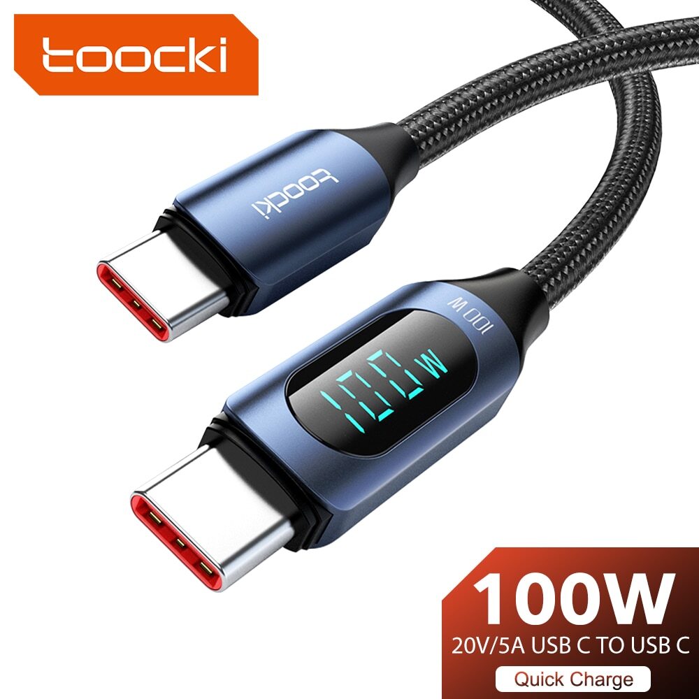 USB Type C to Type C Charging Cable PD 100W Fast Charger Data Cord LED Display