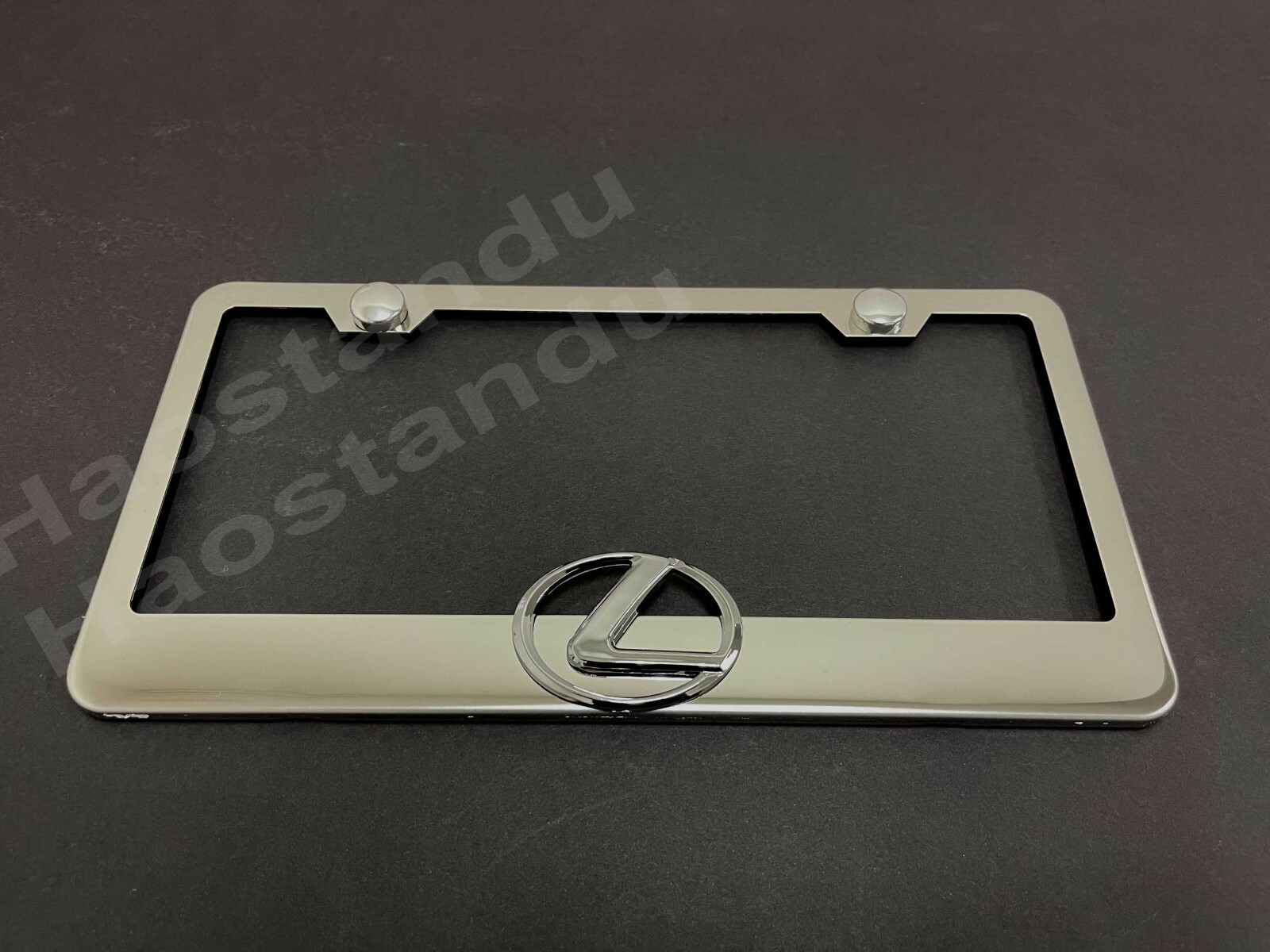 1xLexusLOGO 3D Emblem STAINLESS STEEL License Plate Frame RUST FREE + Screw Cap