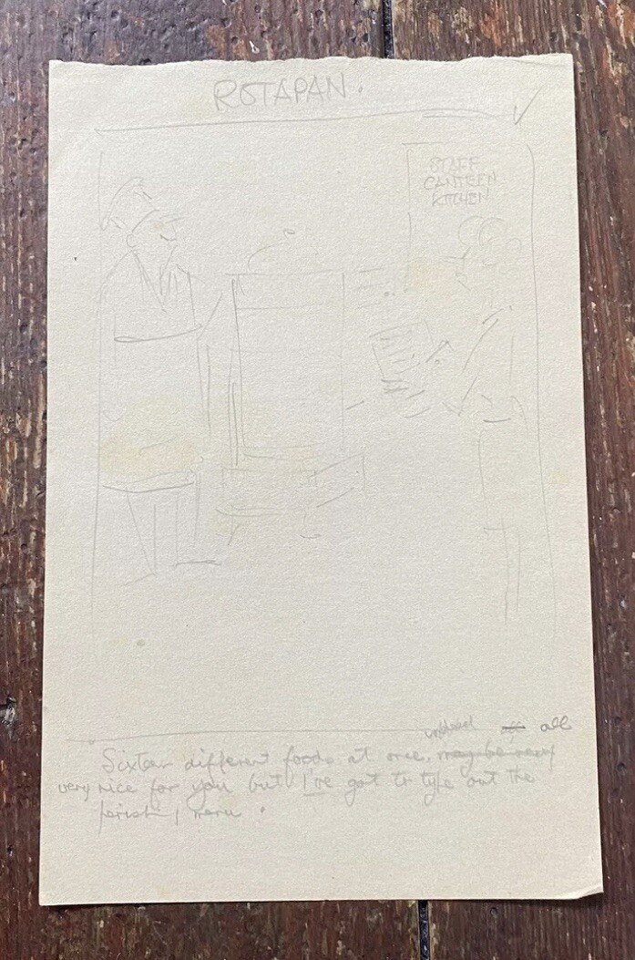 Chef 16 Foods Staff Canteen Kitchen A.E Beard AE Beard Original Sketch Drawing