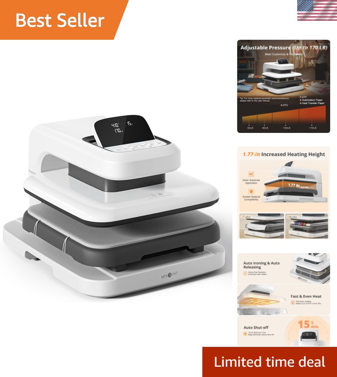 Auto Heat Press 2 - Heat Press Machine for T Shirts with Adjustable Pressure ...
