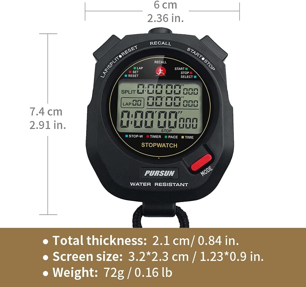 Digital Stopwatch with Fast Lap Record & 100 Lap Memory - Perfect for Training