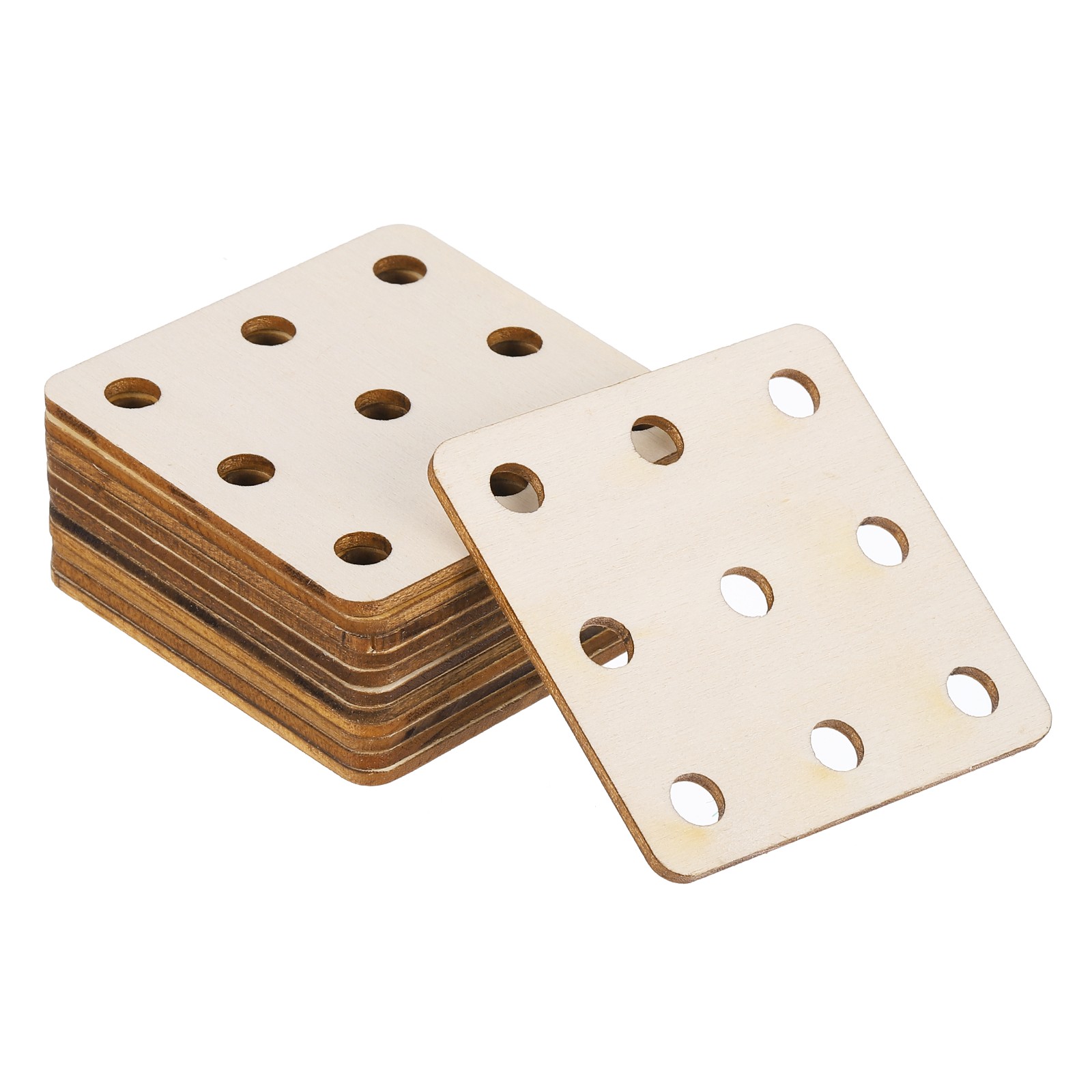 12pcs Wooden Weaving Card, 9 Holes 0.24 Inch Dia 2.2x2.2 Inch Square Loom Cards