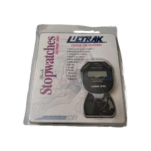Sports Stopwatch Extra Large Display Ultrak 340 Daily Alarm Water Resistant NIP