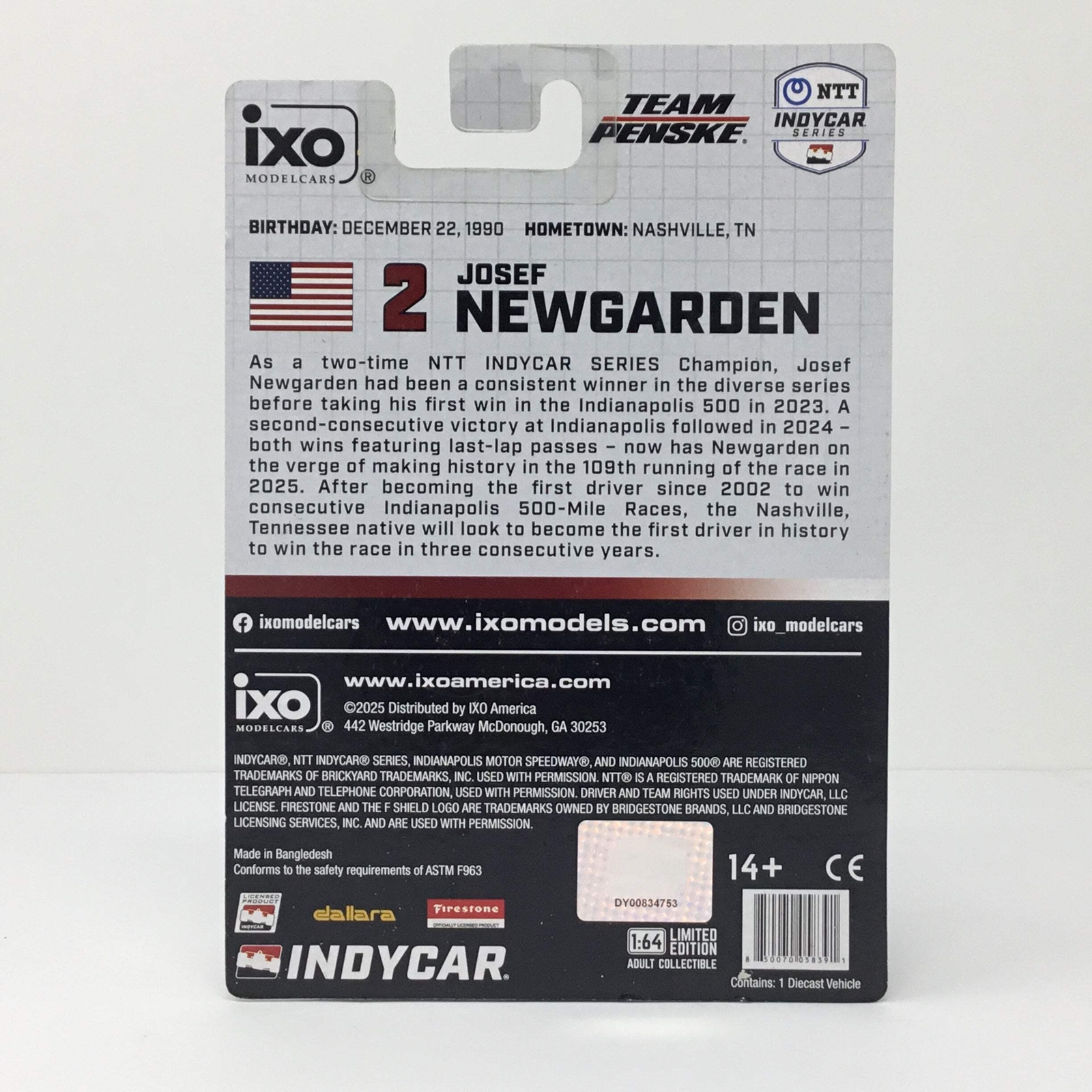 Josef Newgarden 2025 Astemo / Team Penske 1:64 Diecast