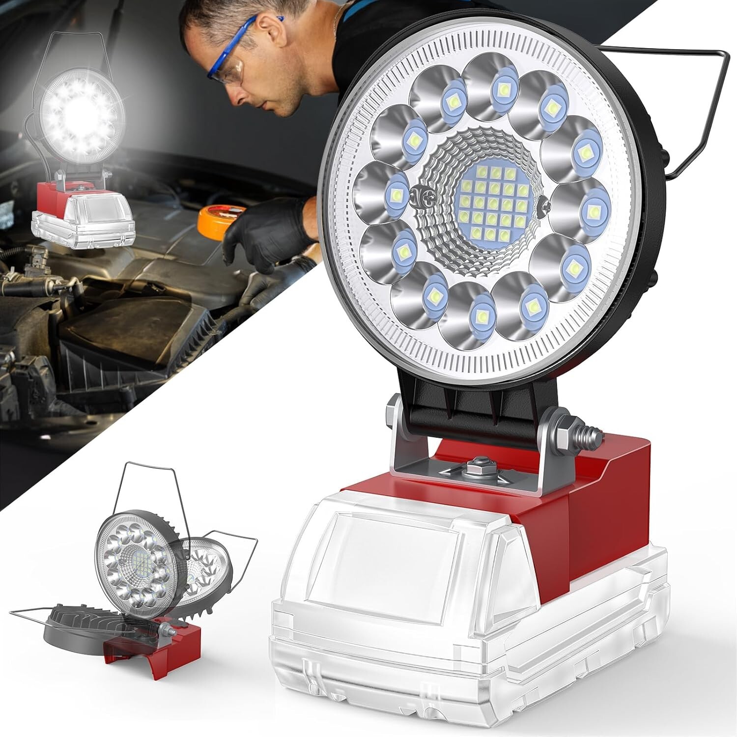 Wireless LED Work Light Milwaukee Dewalt Cordless 18V Battery w/USB Outdoor Lamp