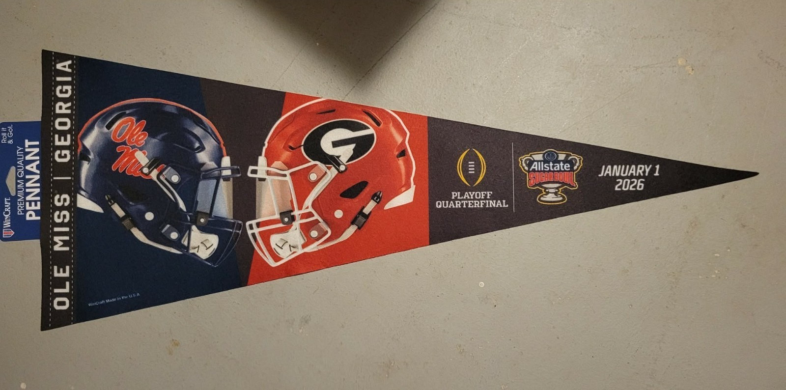 2026 Sugar Bowl Dueling Pennant Georgia Ole Miss 12x30 Premium Pennant