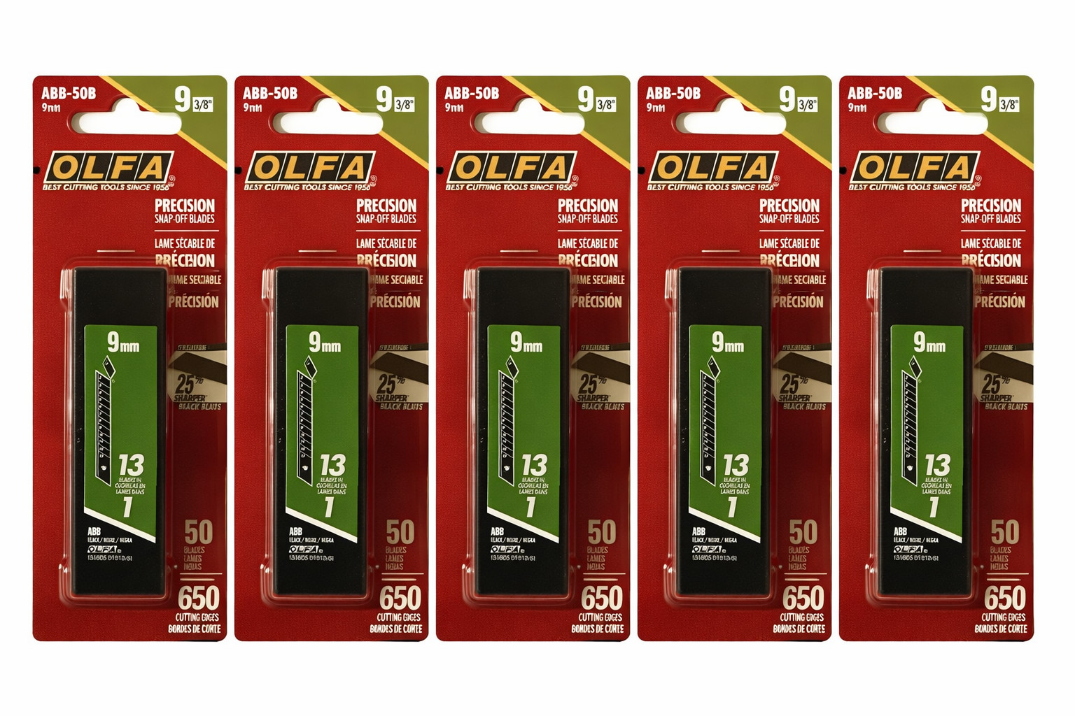O L F A OLFA 9149 ABB-50B 9mm UltraSharp Black Snap-Off Blade, 50-Pack (5Pack)