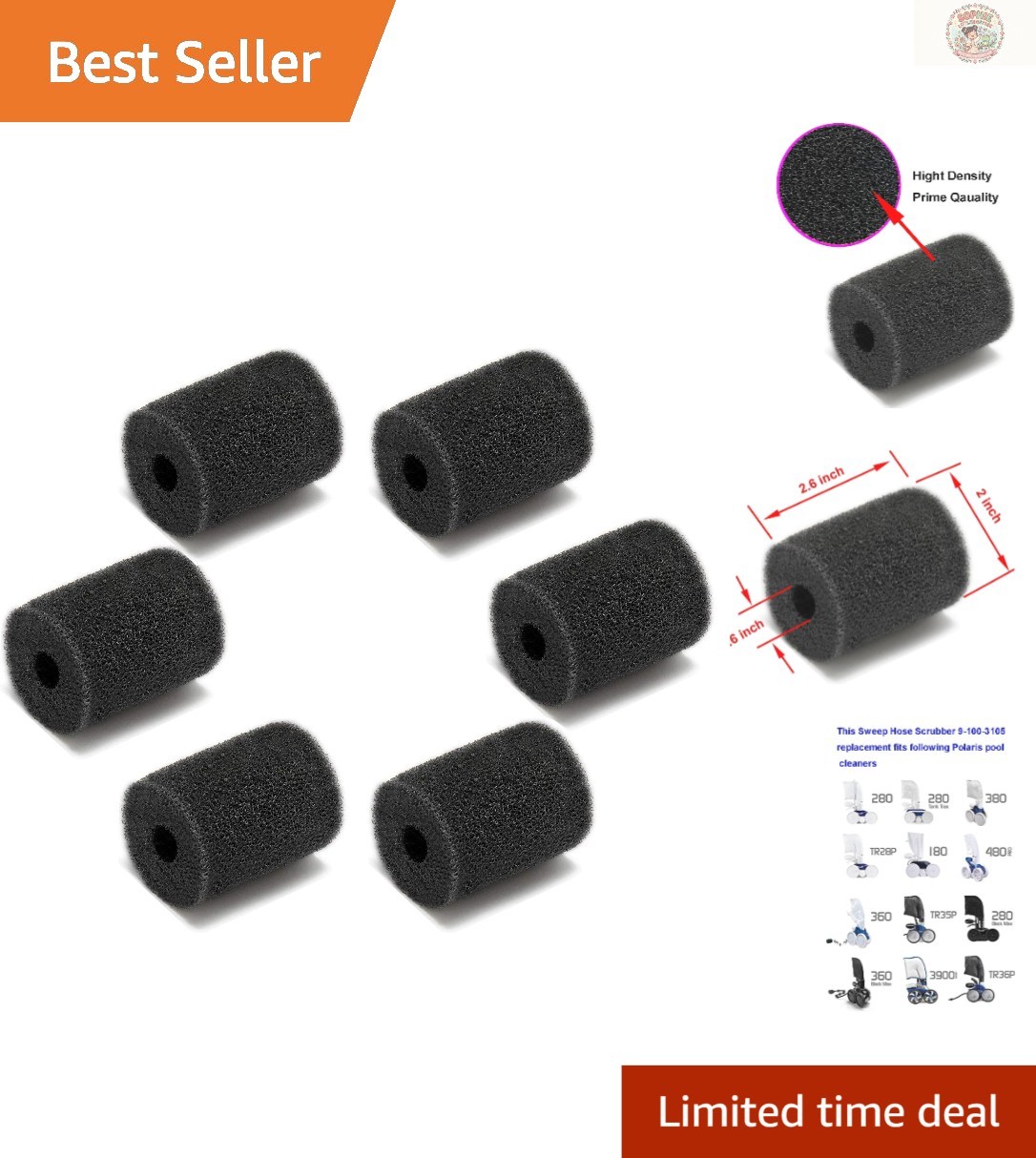 High Density Pool Cleaner Sweep Hose Scrubber Set - 6 Pack for Polaris Models