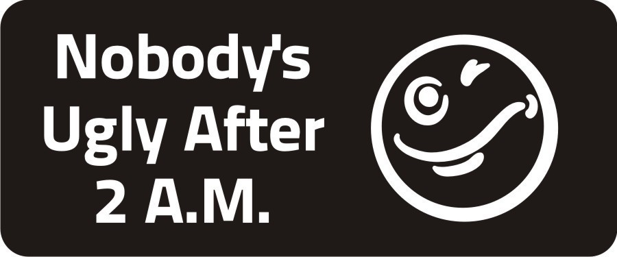 3 - Nobody's Ugly After 2 A.M. Hard Hat Biker Helmet Sticker Bs435 3