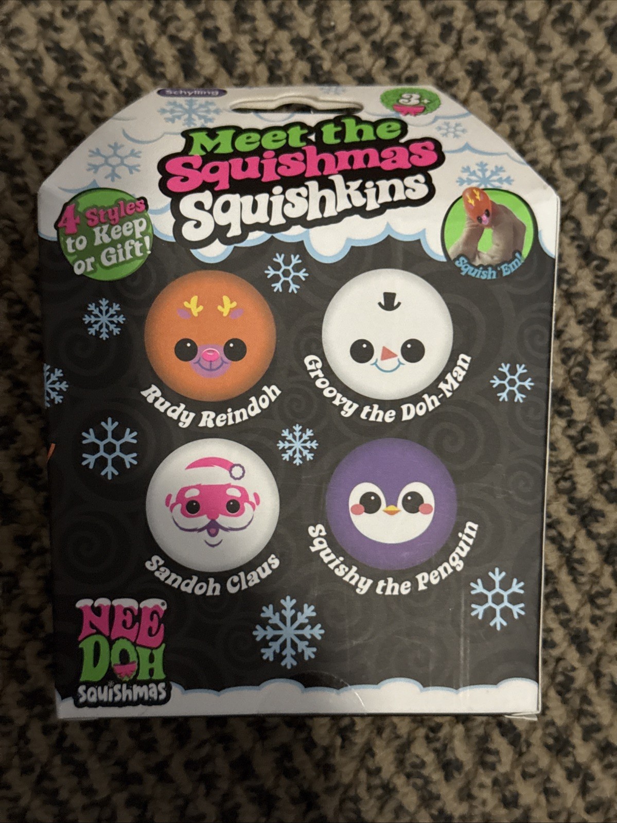 NIB 4 Pack Nee Doh Squishmas Squishkins Rudy, Groovy, Sandoh, Squishy