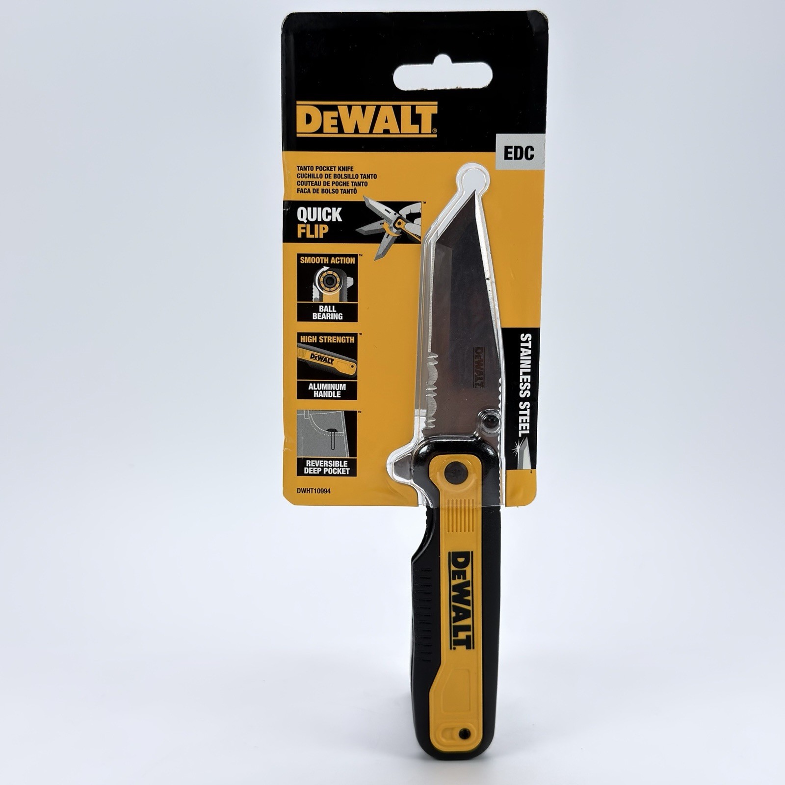 DeWalt DWHT10994 Tanto Stainless Steel Folding Pocket Knife New Sealed