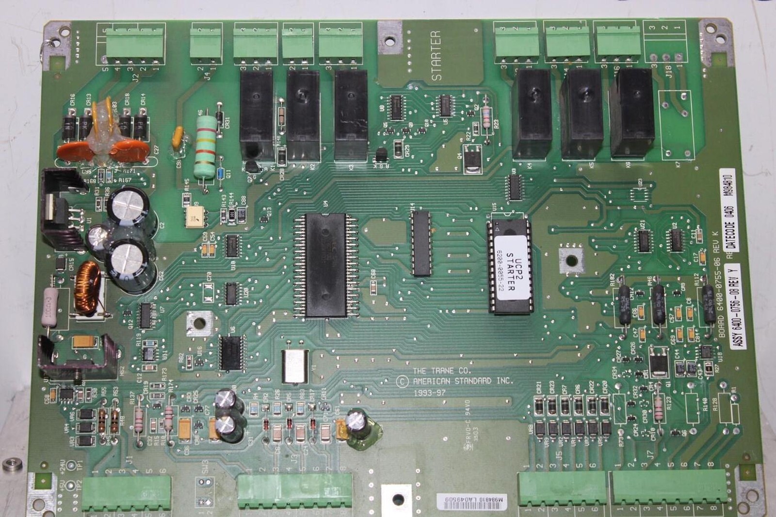 TRANE UCP2 STARTER CIRCUIT BOARD 6400-0756-08 REV. Y 6400-0755-06 REV. K