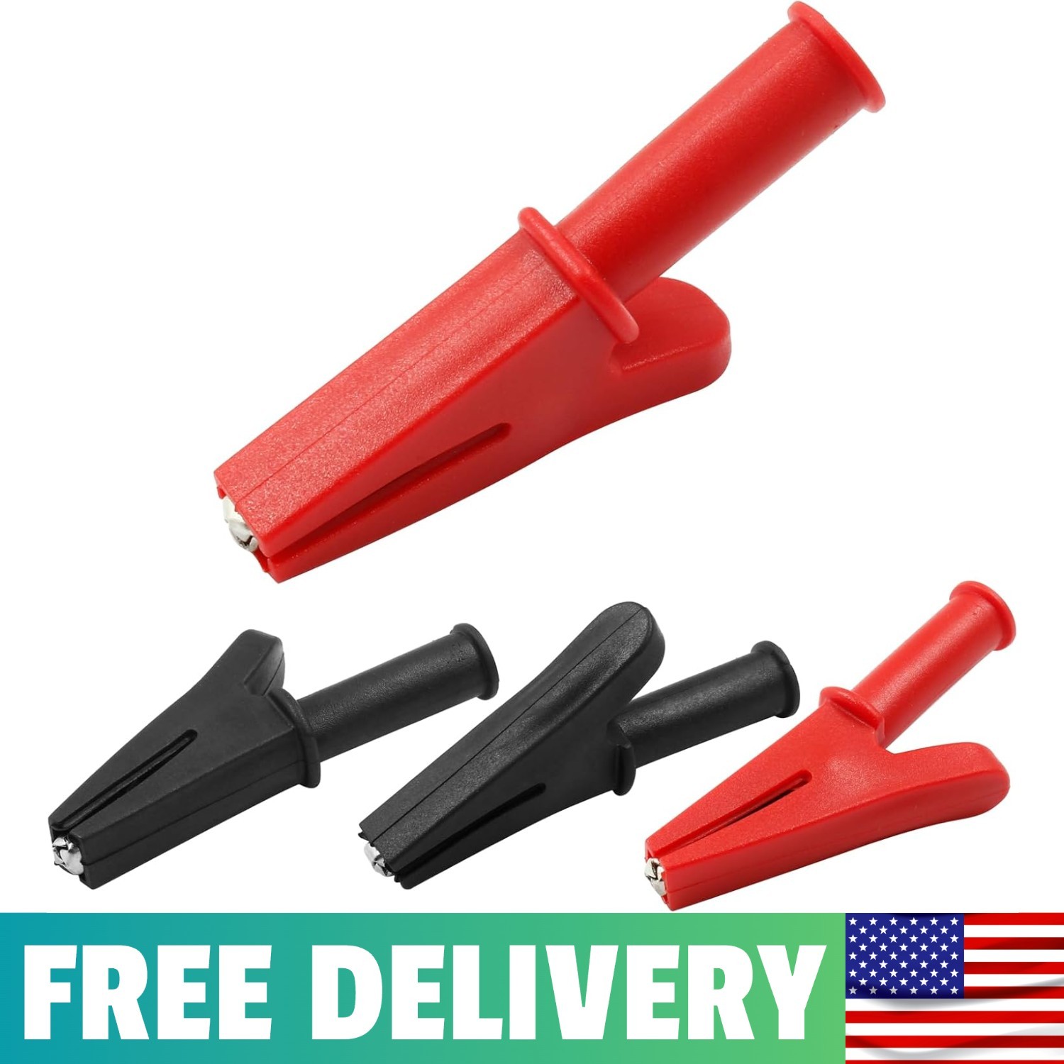 4pcs Insulated Alligator Clips, Heavy Duty Alligator Clamps, 30A Nickel Plated