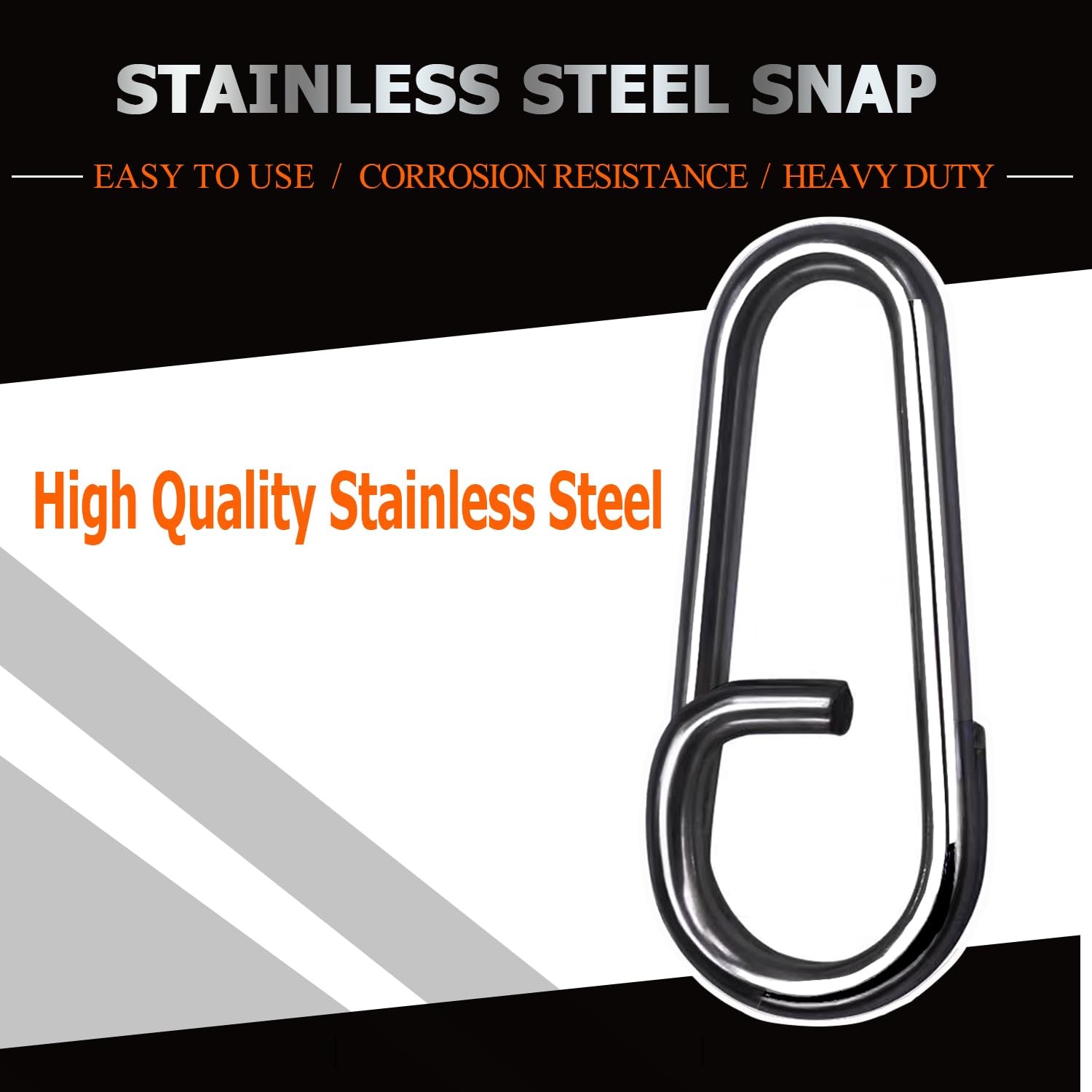 Stainless Steel Fishing Snap Freshwater High Strength Clips Saltwater Oval Blk
